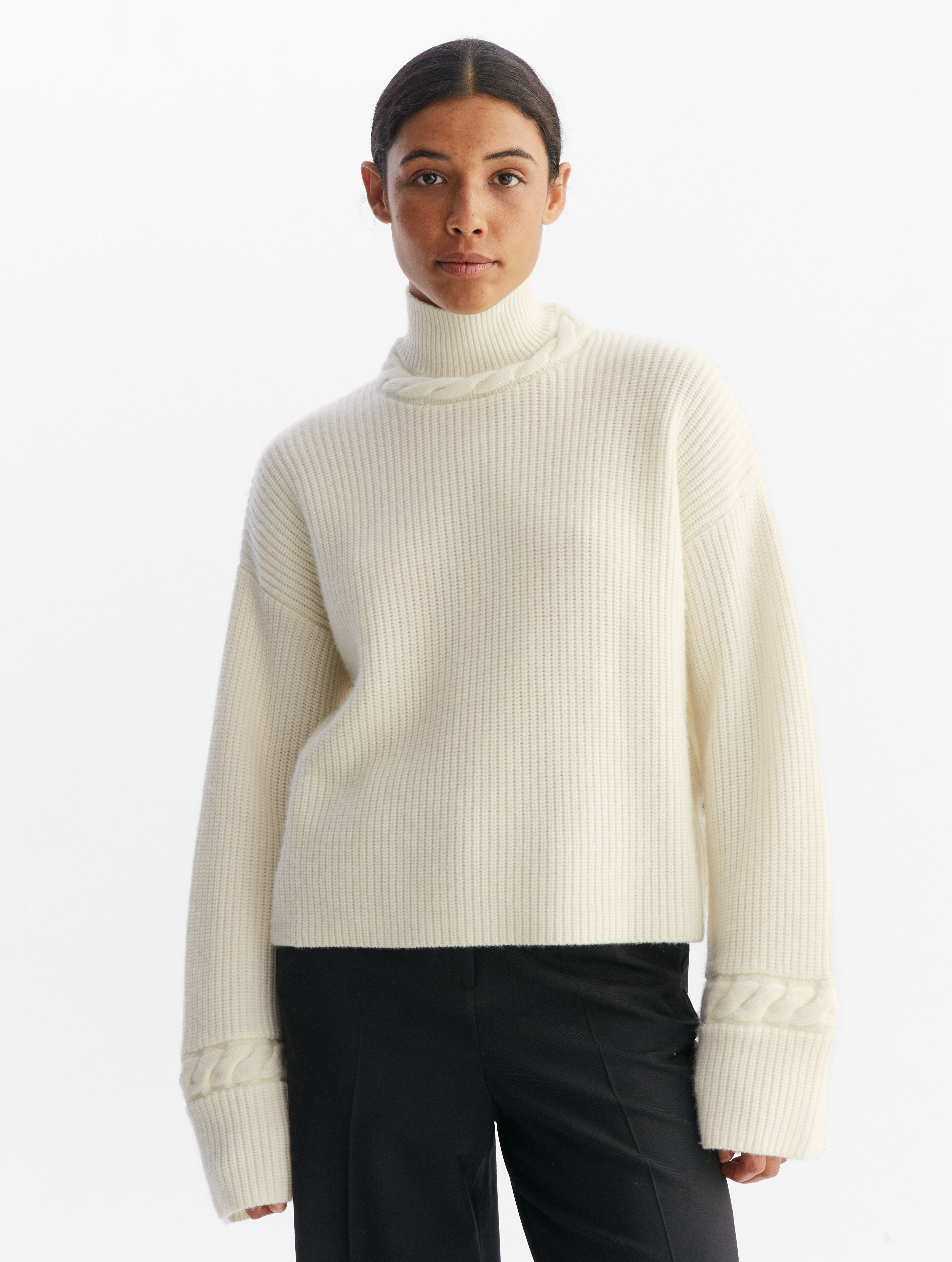 Half cardigan RIB stand-up collar jumper