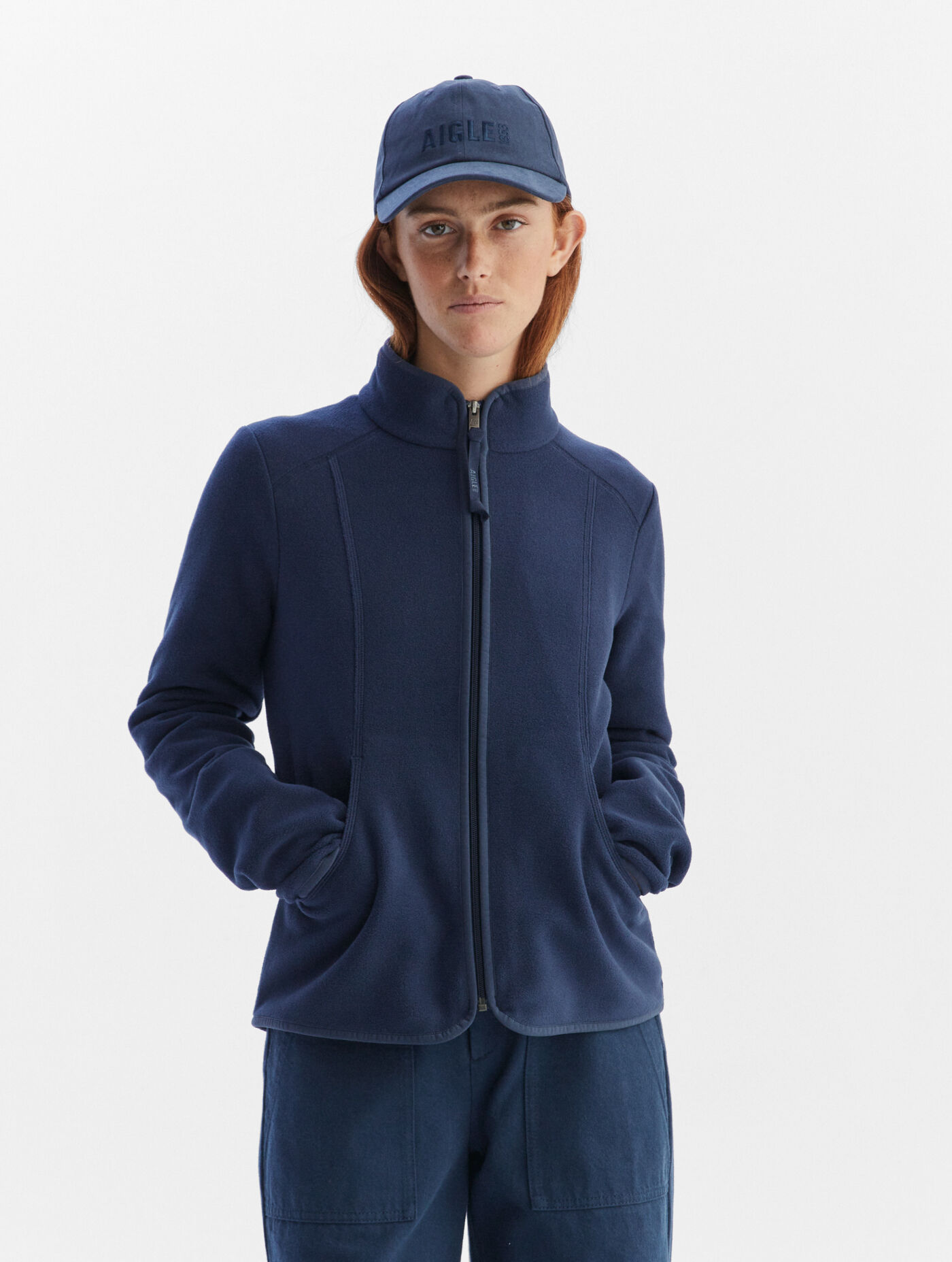 Stand-up collar fleece with zip