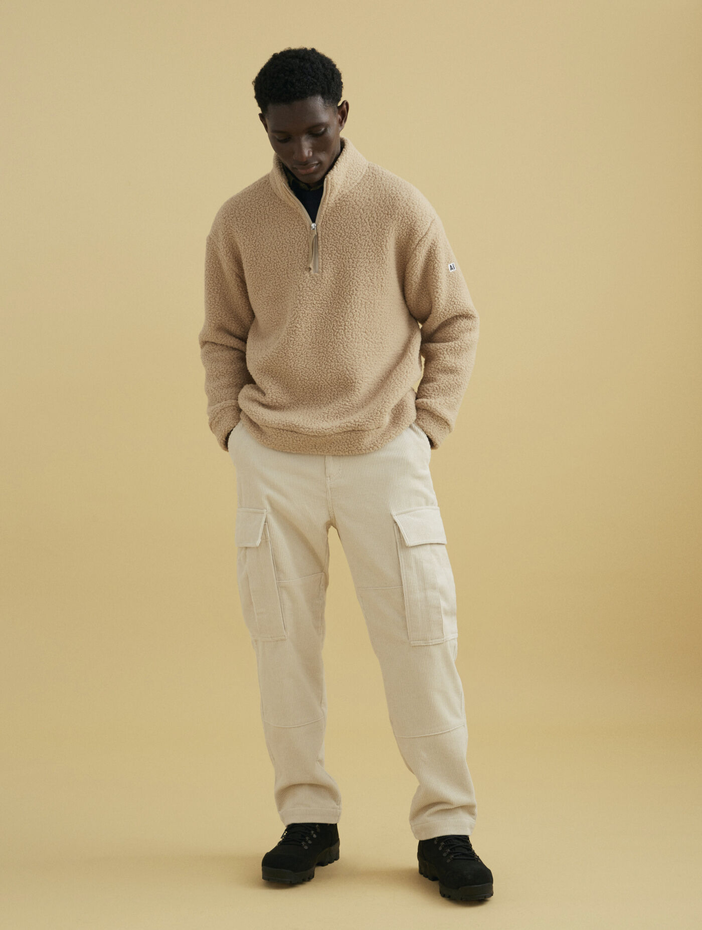 Sherpa stand-up collar zip fleece