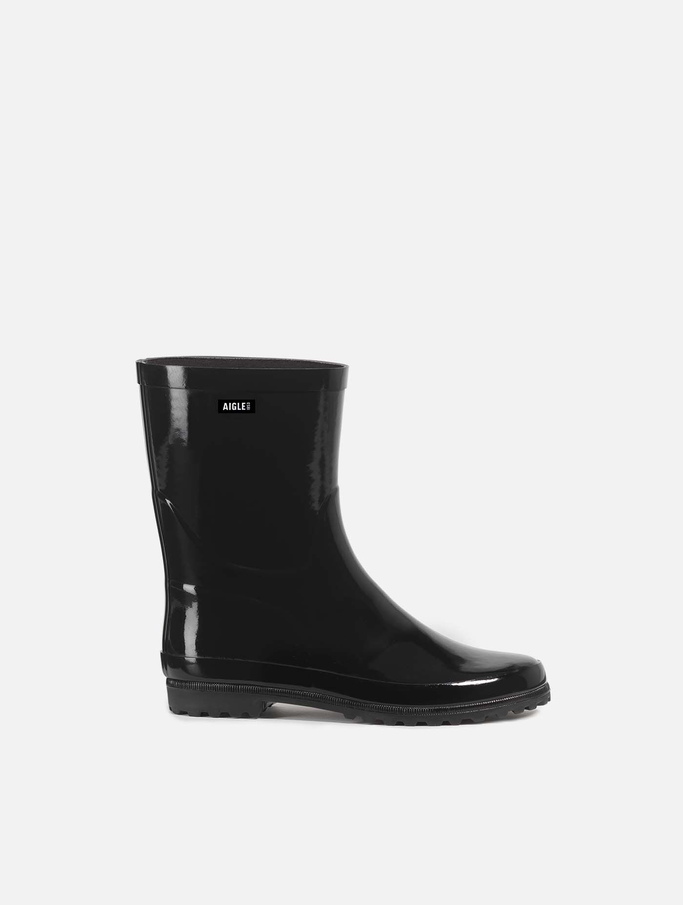 Patent ankle rain boots