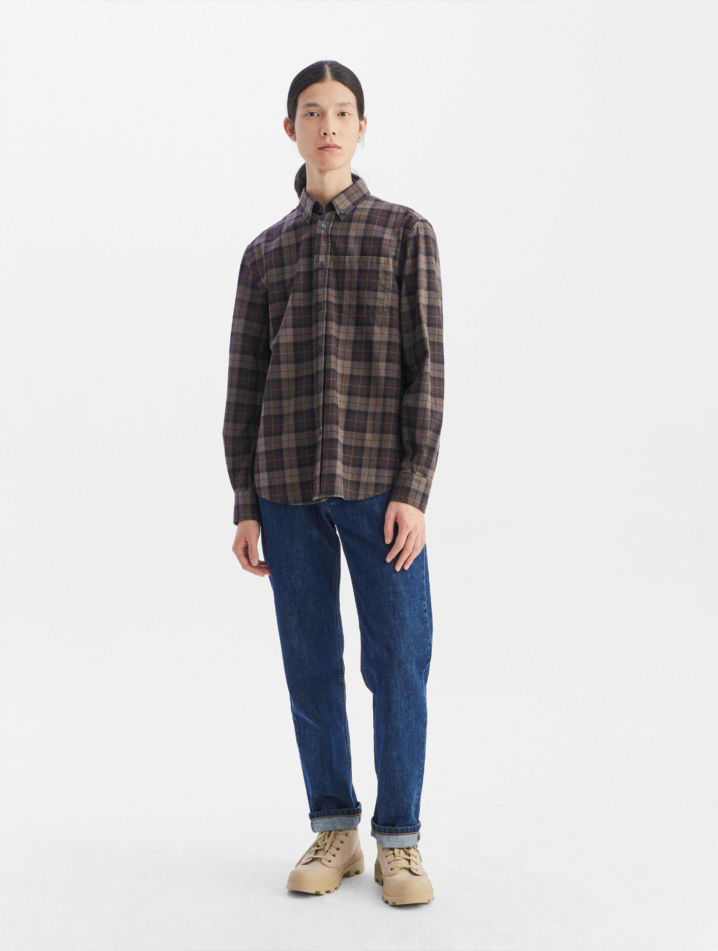 Oxford check long sleeve shirt