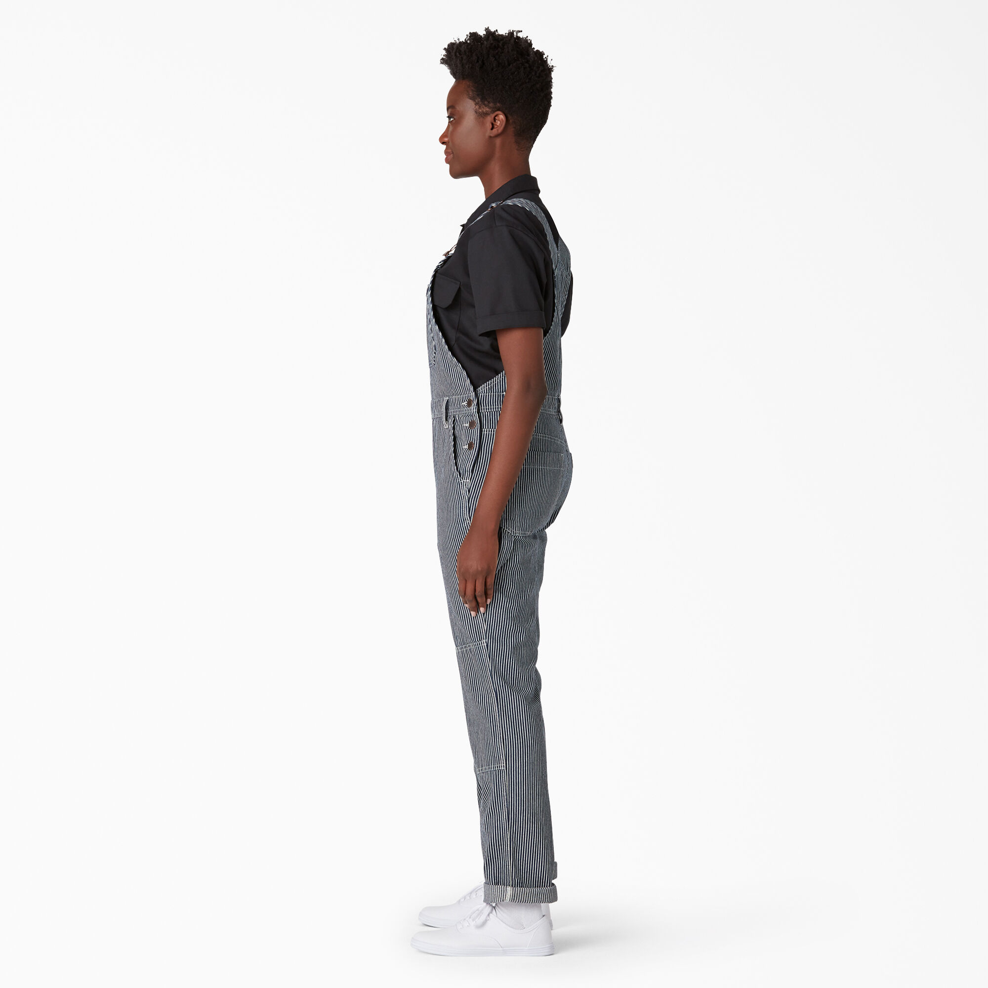 Women's Hickory Stripe Double Knee Bib Overalls