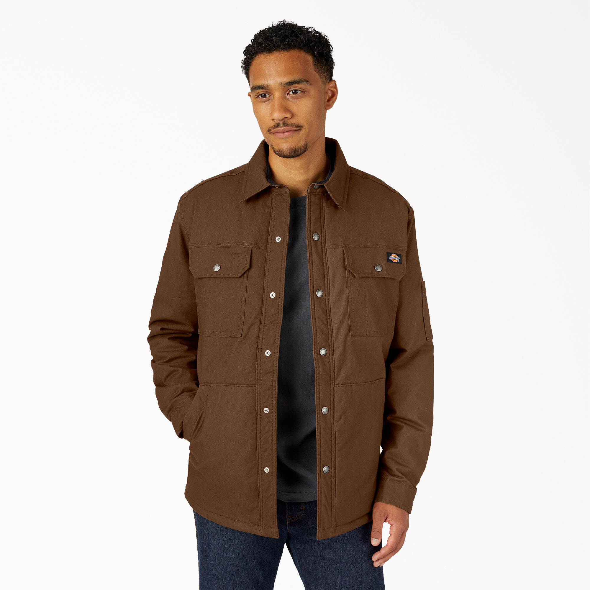 Water Repellent Fleece-Lined Duck Shirt Jacket