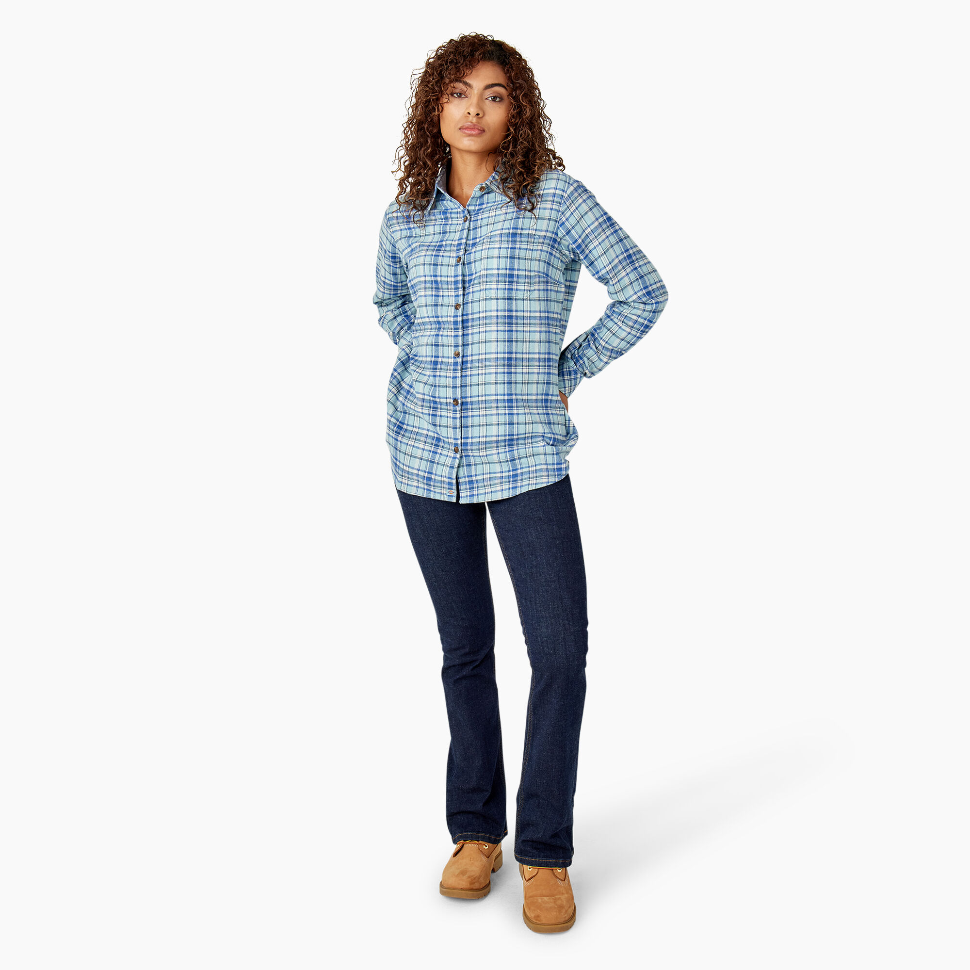 Women's Plaid Flannel Long Sleeve Shirt