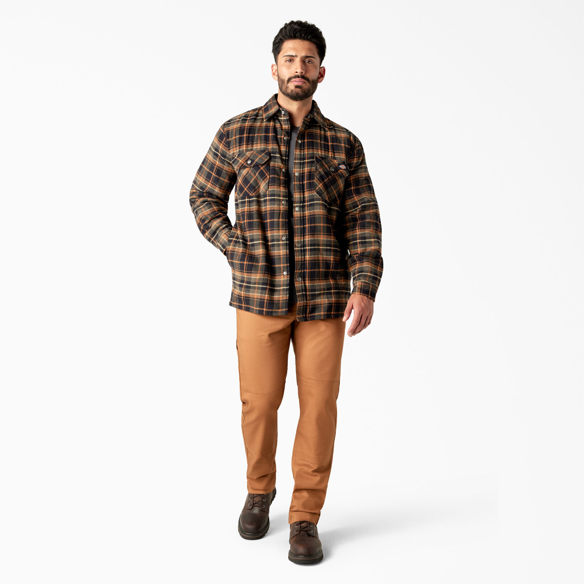 Water Repellent Fleece-Lined Flannel Shirt Jacket