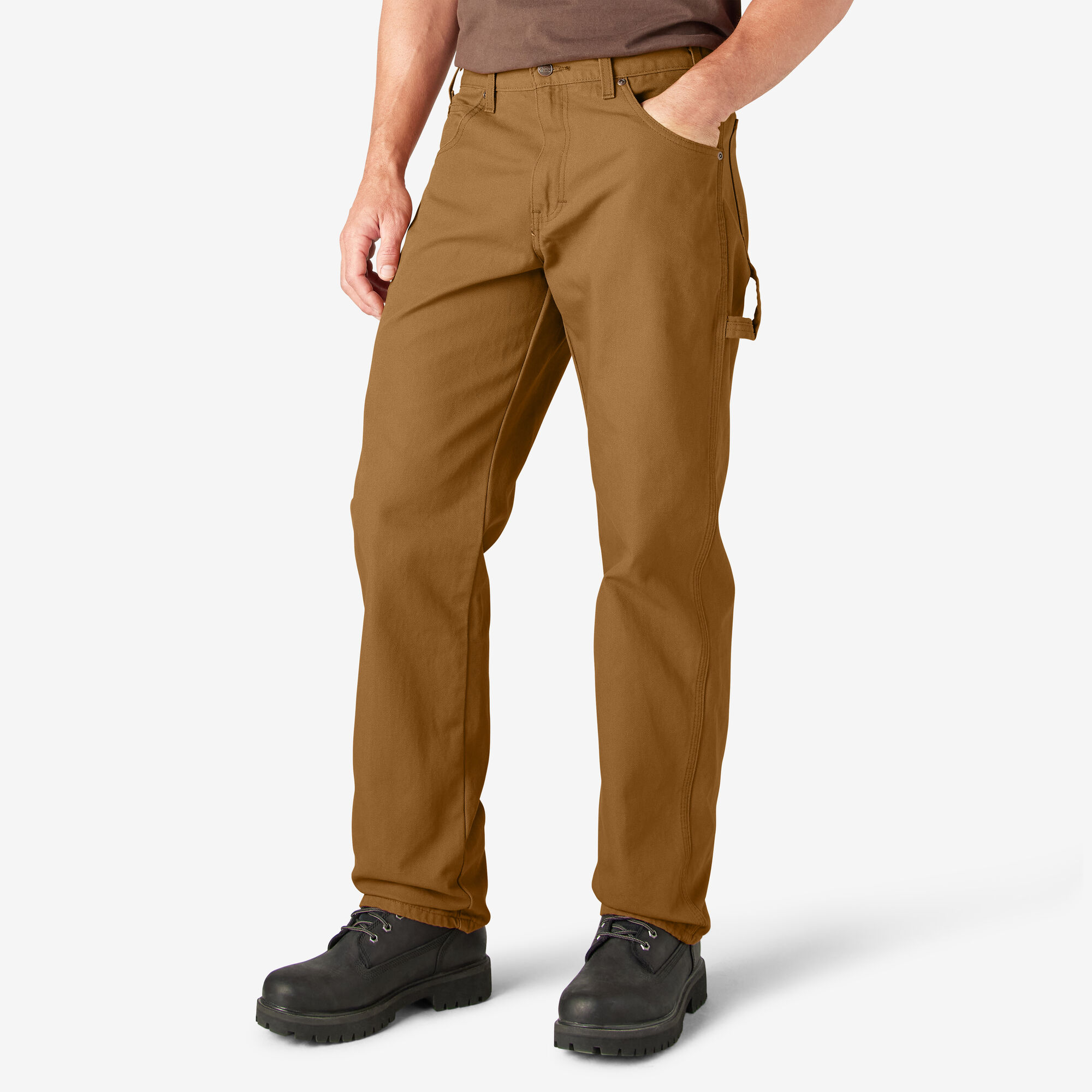 Relaxed Fit Heavyweight Duck Carpenter Pants, Rinsed Brown Duck