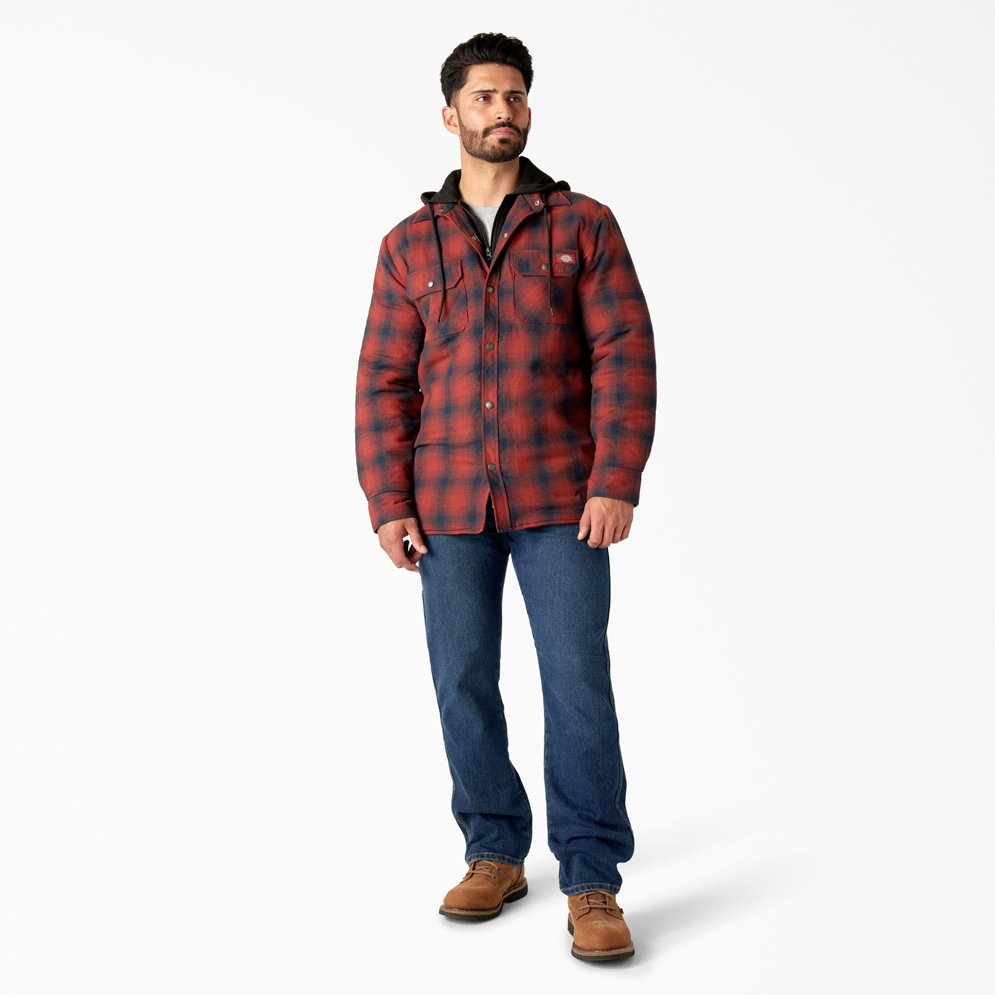 Flannel Hooded Shirt Jacket