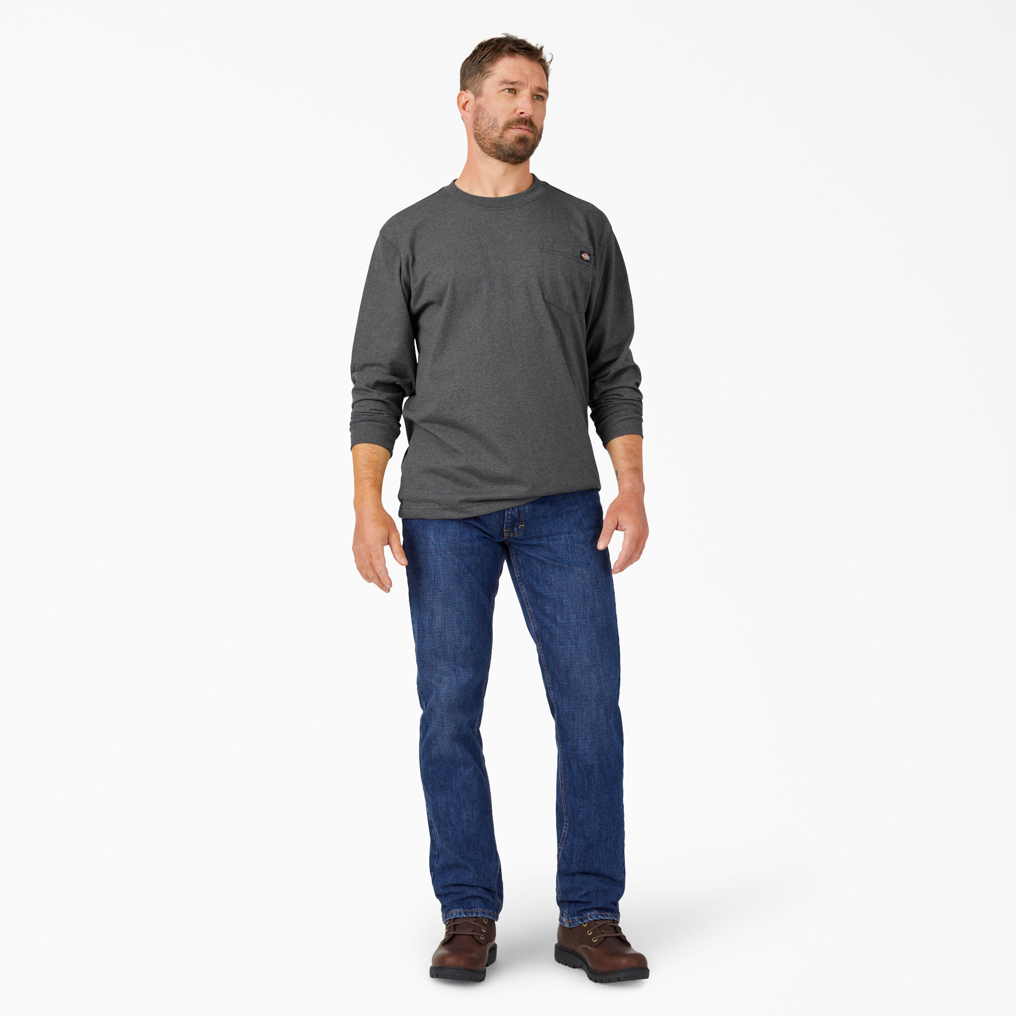 Heavyweight Heathered Long Sleeve Pocket T-Shirt
