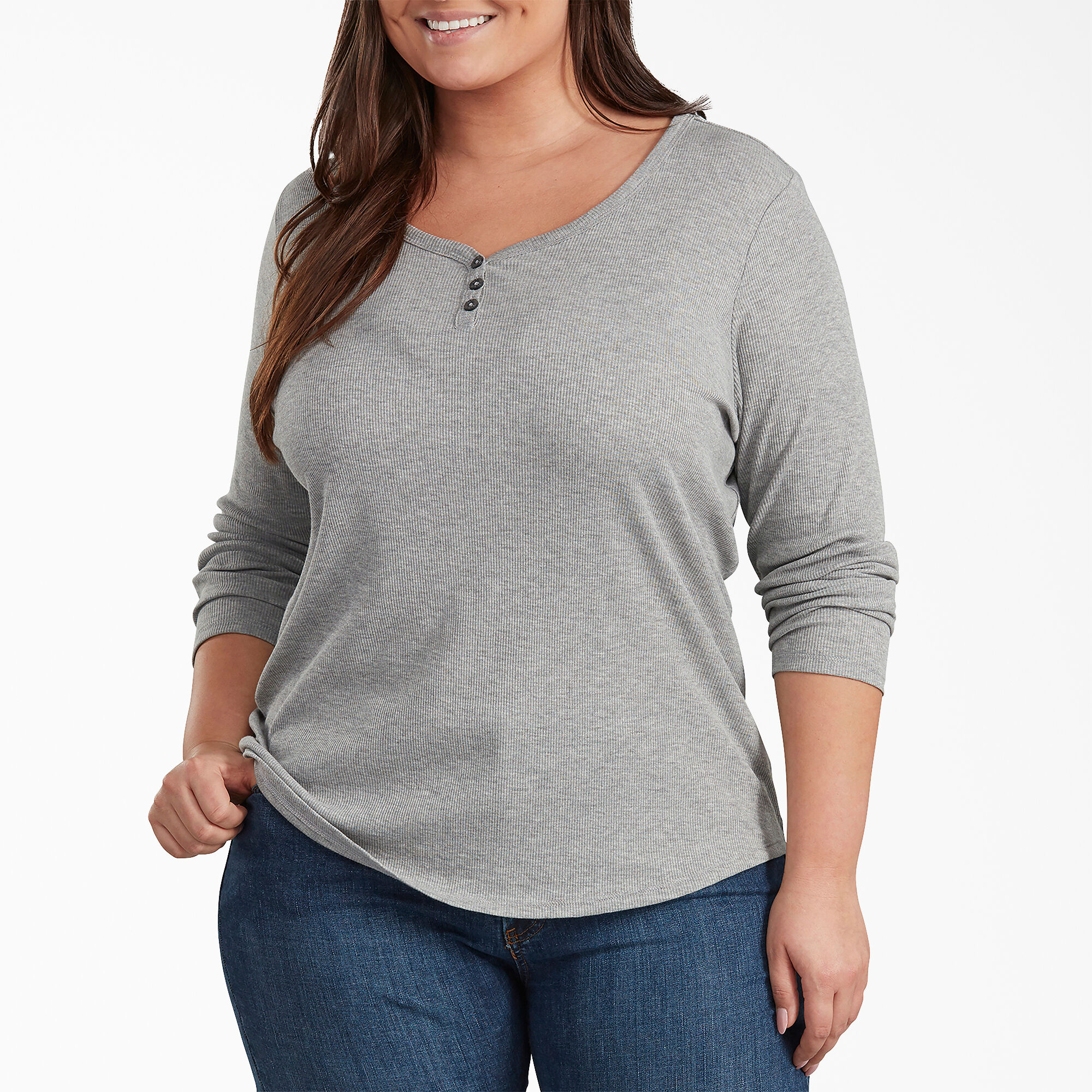 Women's Plus Henley Long Sleeve Shirt