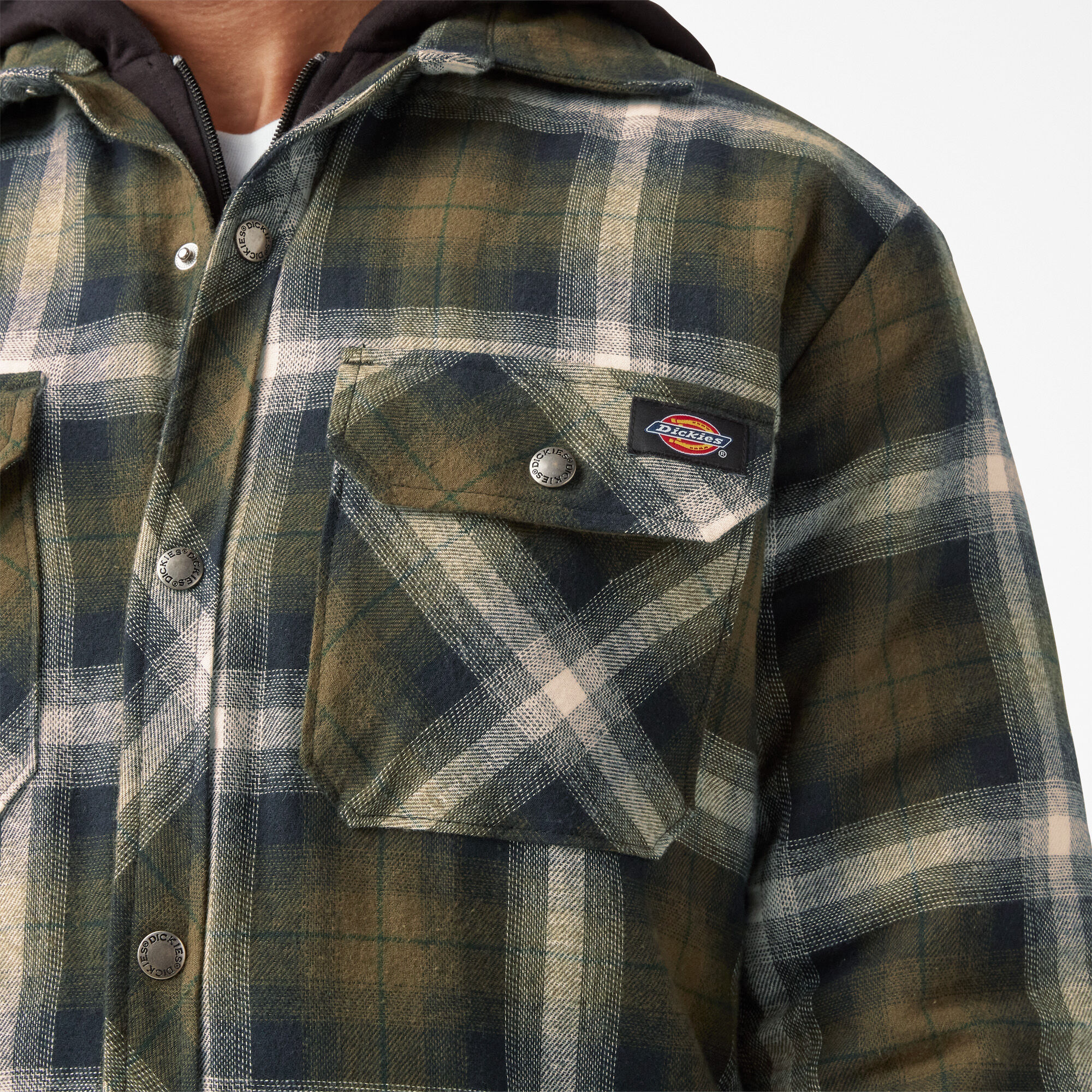 Water Repellent Flannel Hooded Shirt Jacket