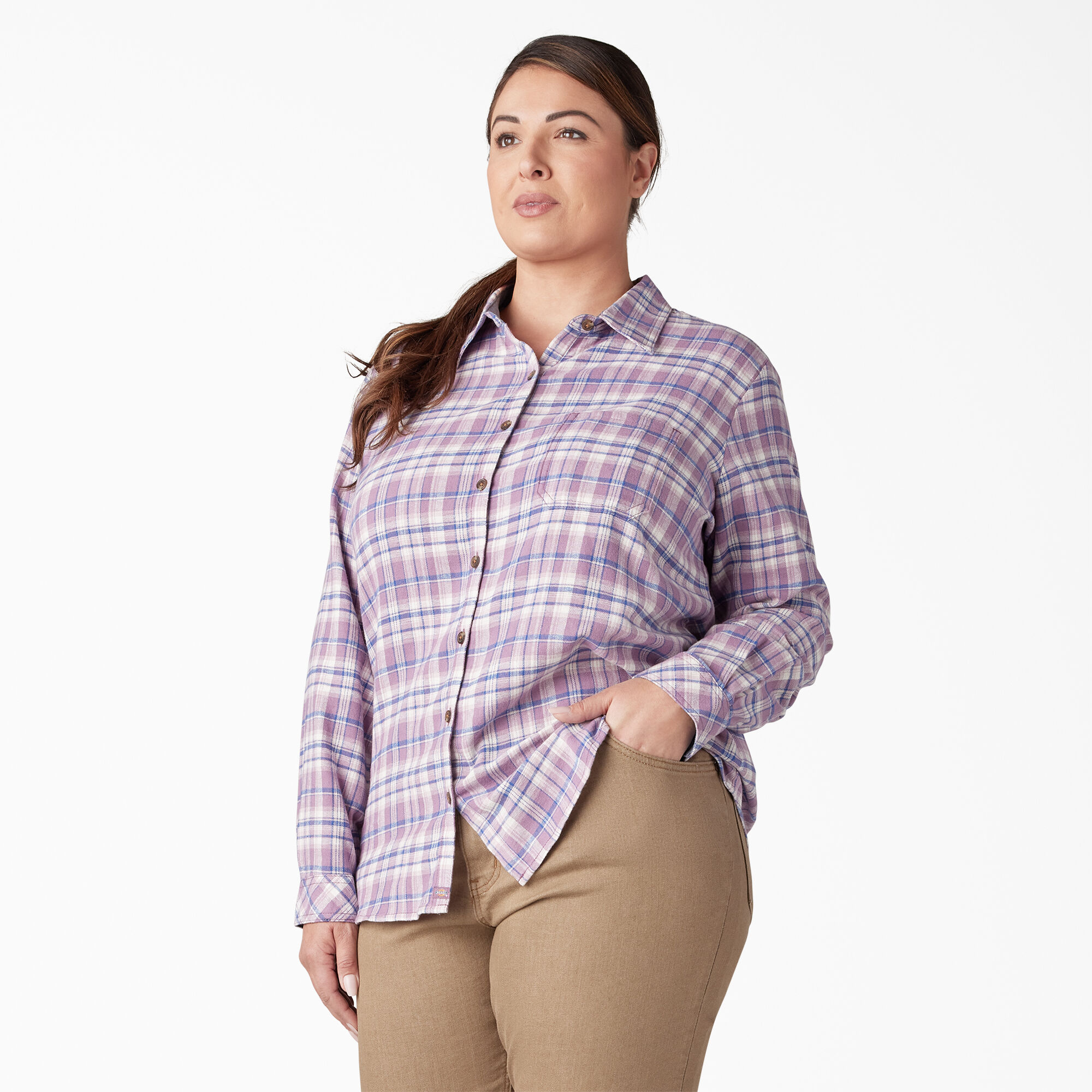 Women's Plus Long Sleeve Plaid Flannel Shirt