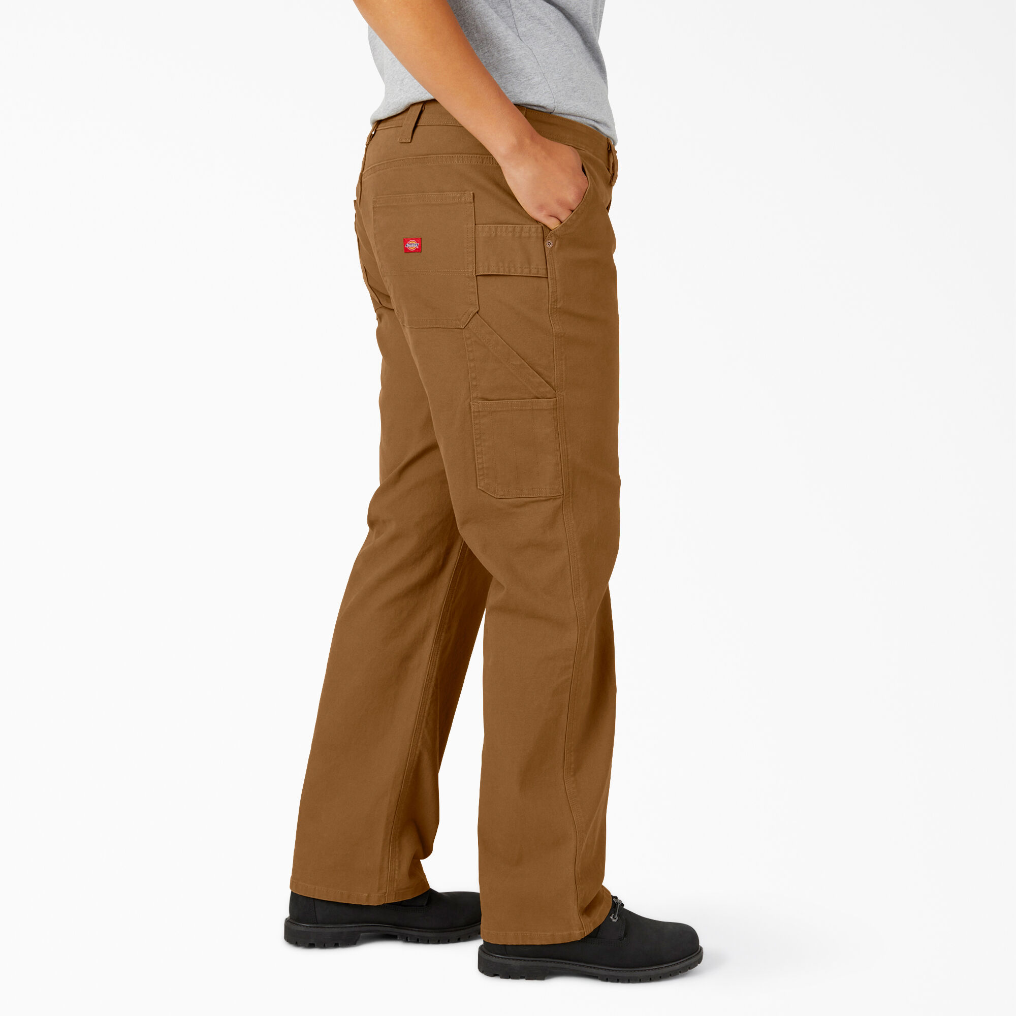 Women's Plus FLEX Relaxed Straight Fit Duck Carpenter Pants, Rinsed Brown Duck