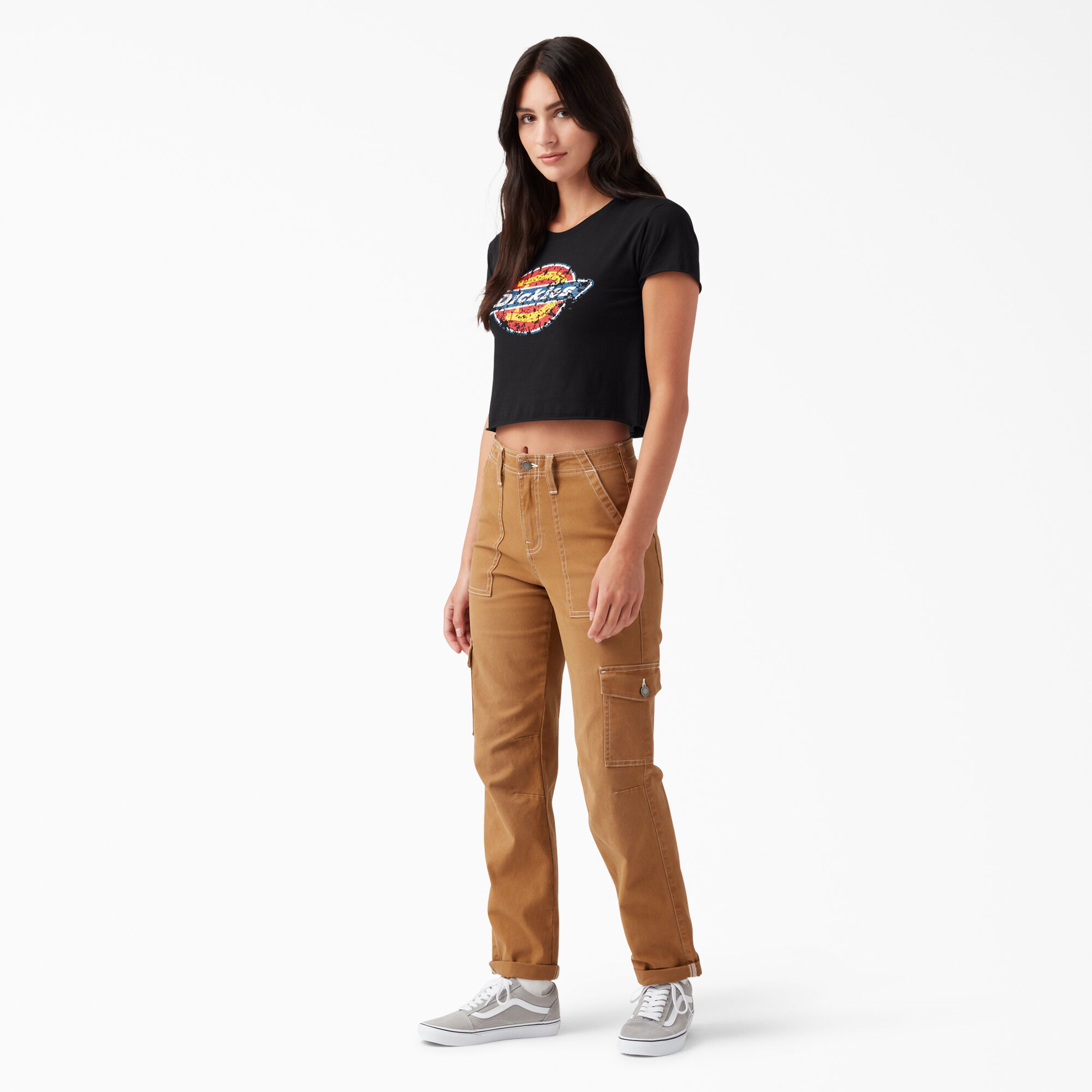 Women's Distressed Logo Cropped T-Shirt