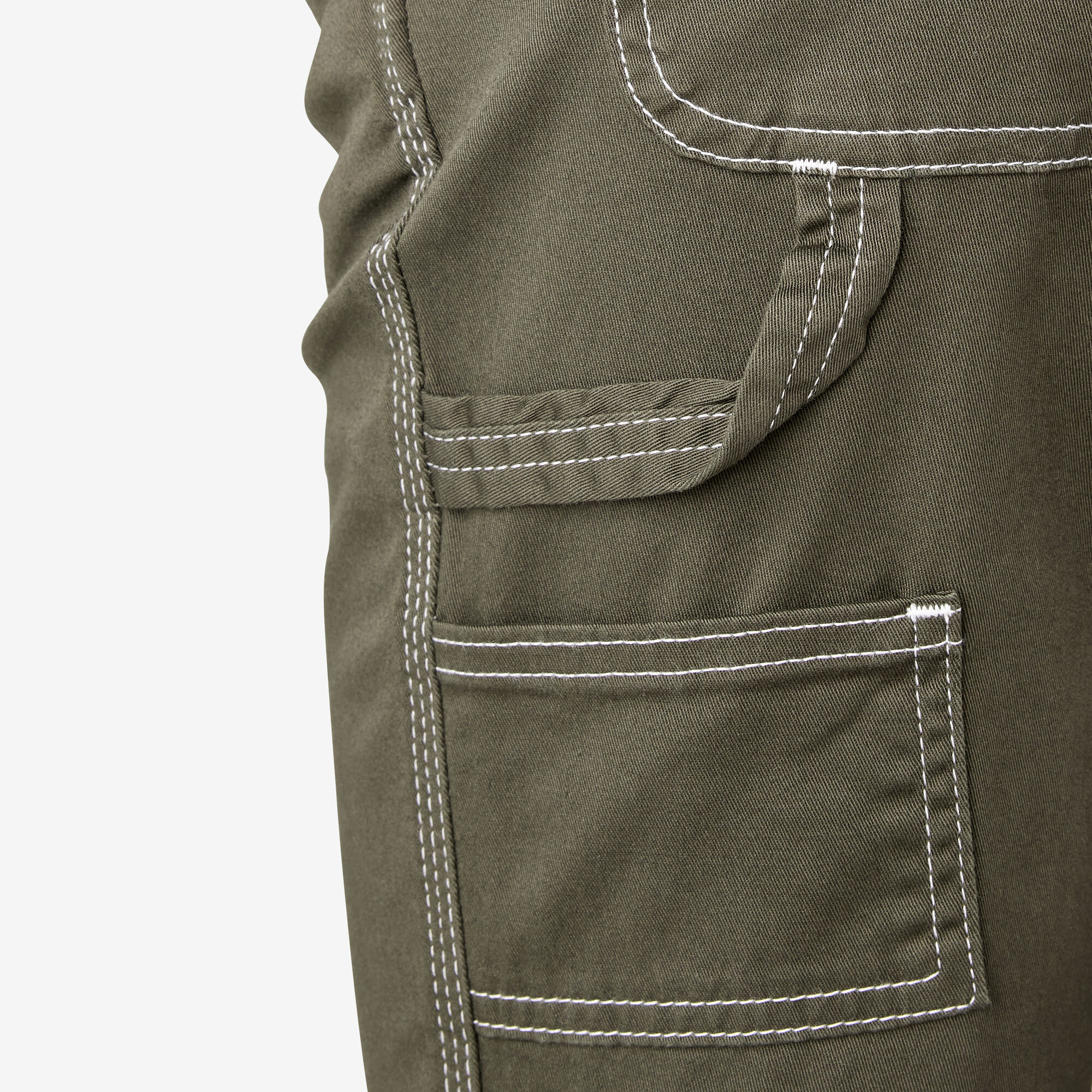 Women's Slim Straight Fit Roll Hem Carpenter Pants, Olive Green