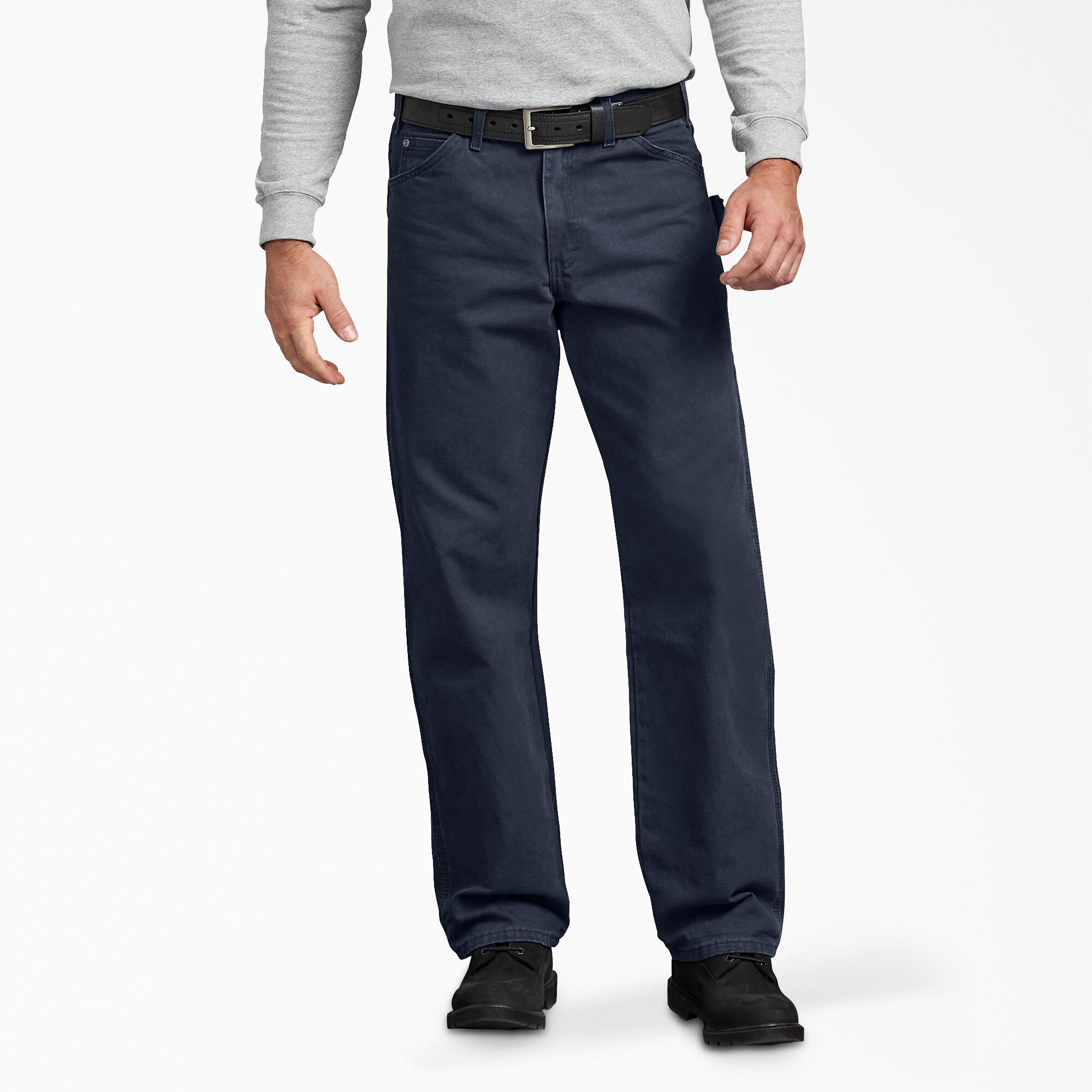 Relaxed Fit Straight Leg Sanded Duck Carpenter Pants, Rinsed Dark Navy