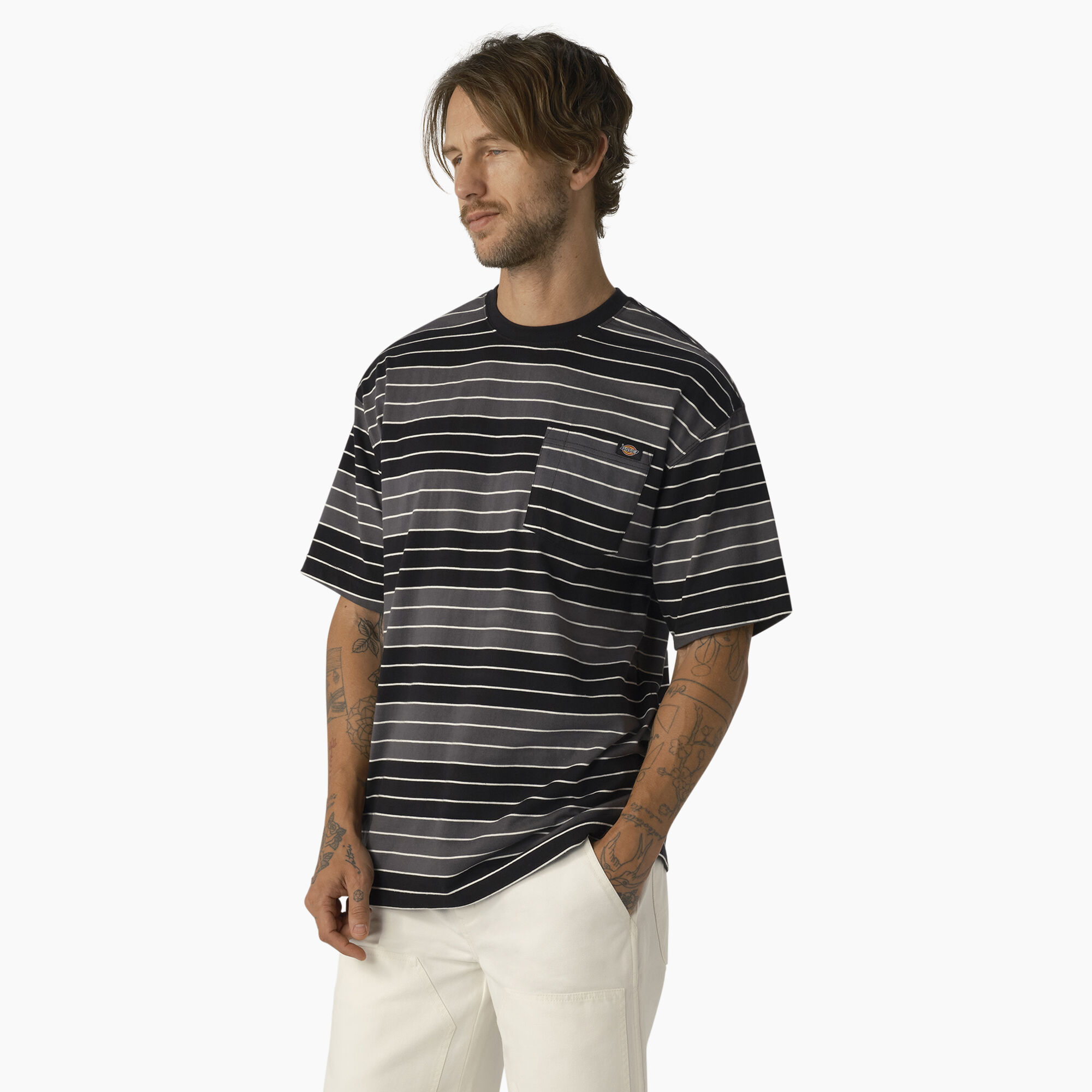 Relaxed Fit Striped Pocket T-Shirt