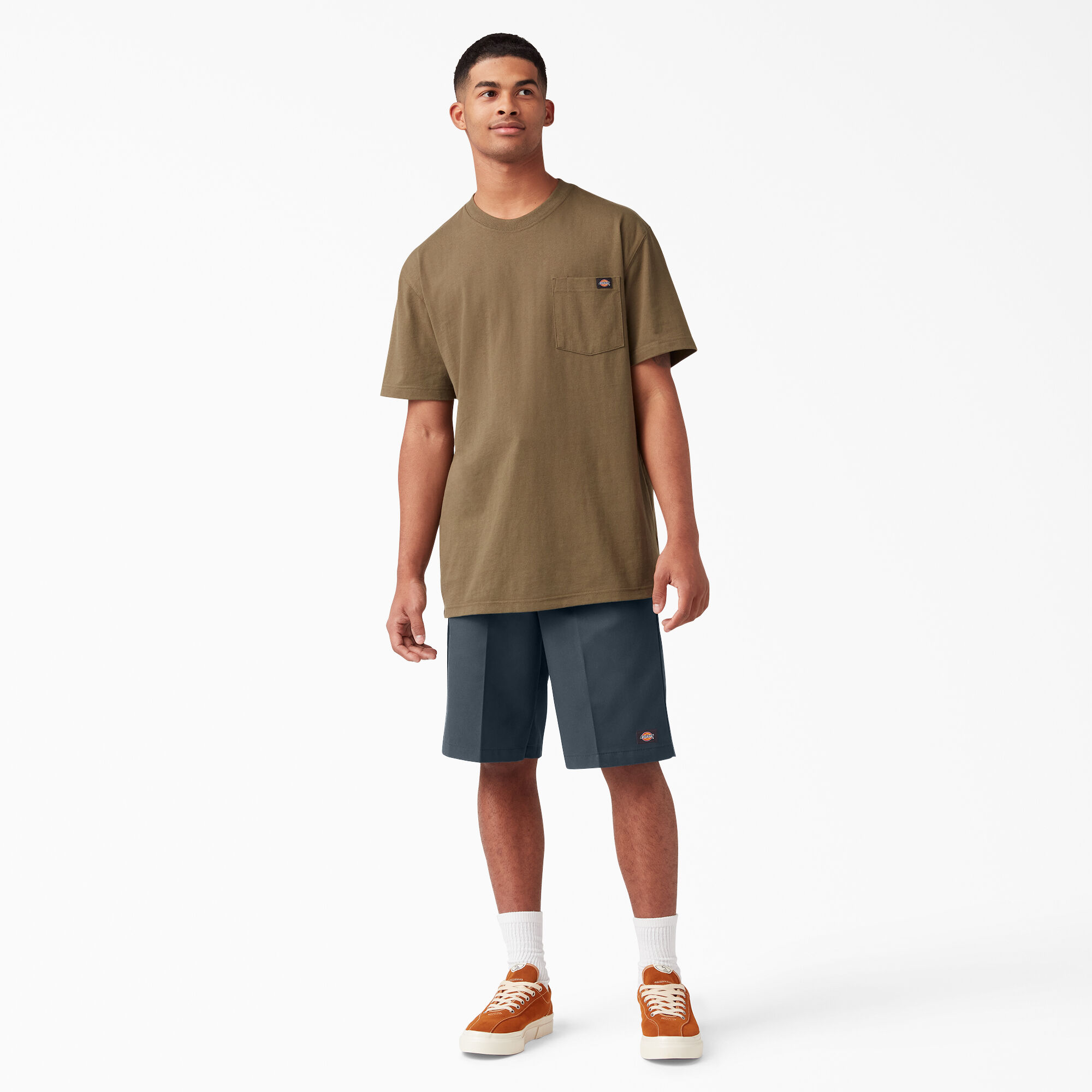 Loose Fit Flat Front Work Shorts, 13