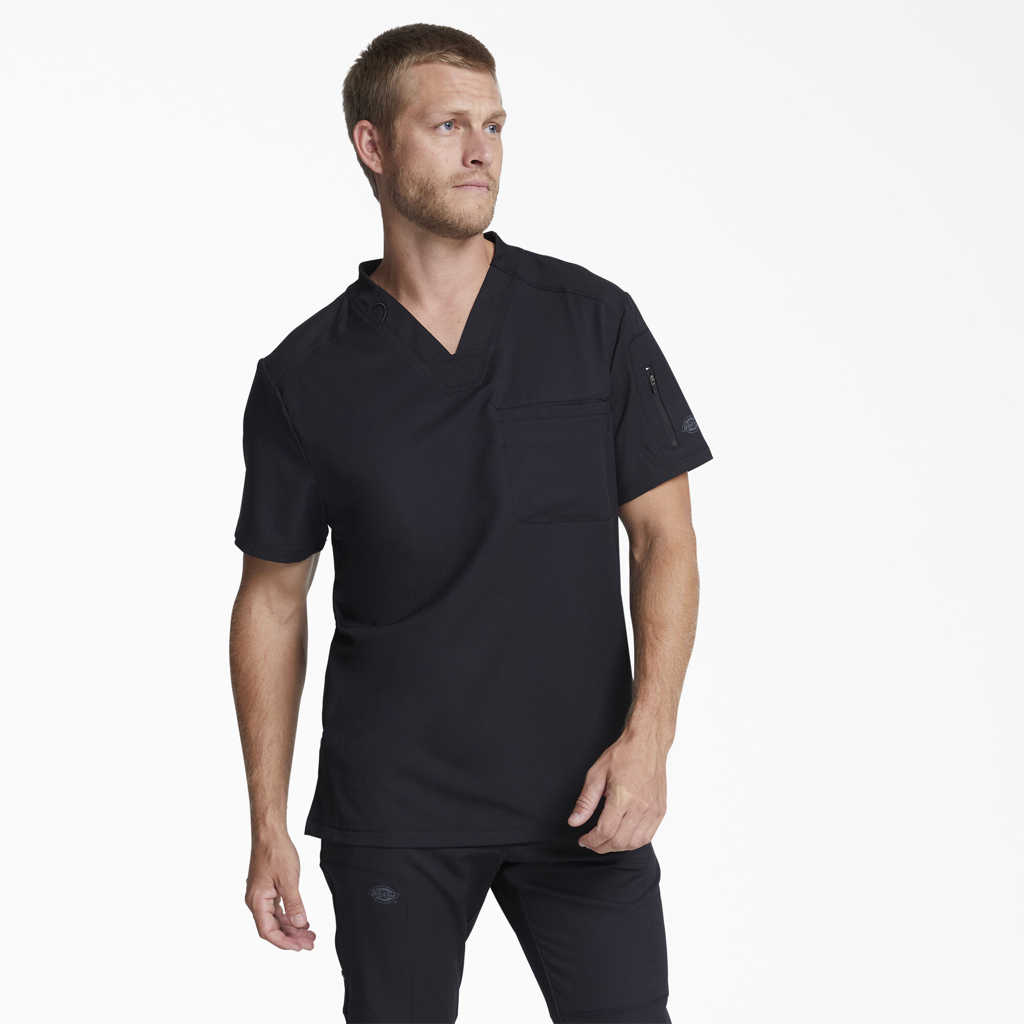 Men's Dynamix V-Neck Scrub Top with Zip Pocket
