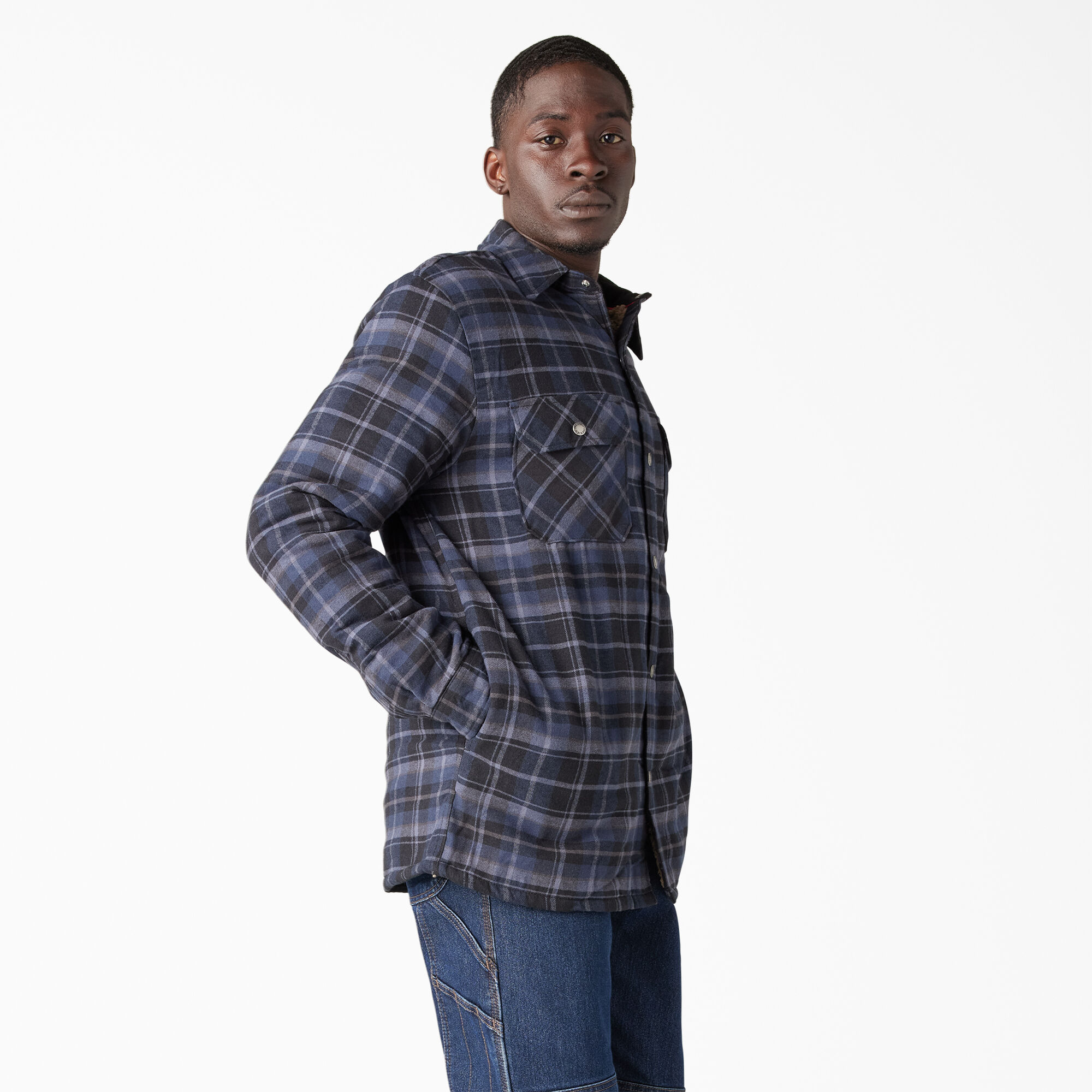 Water Repellent Fleece-Lined Flannel Shirt Jacket