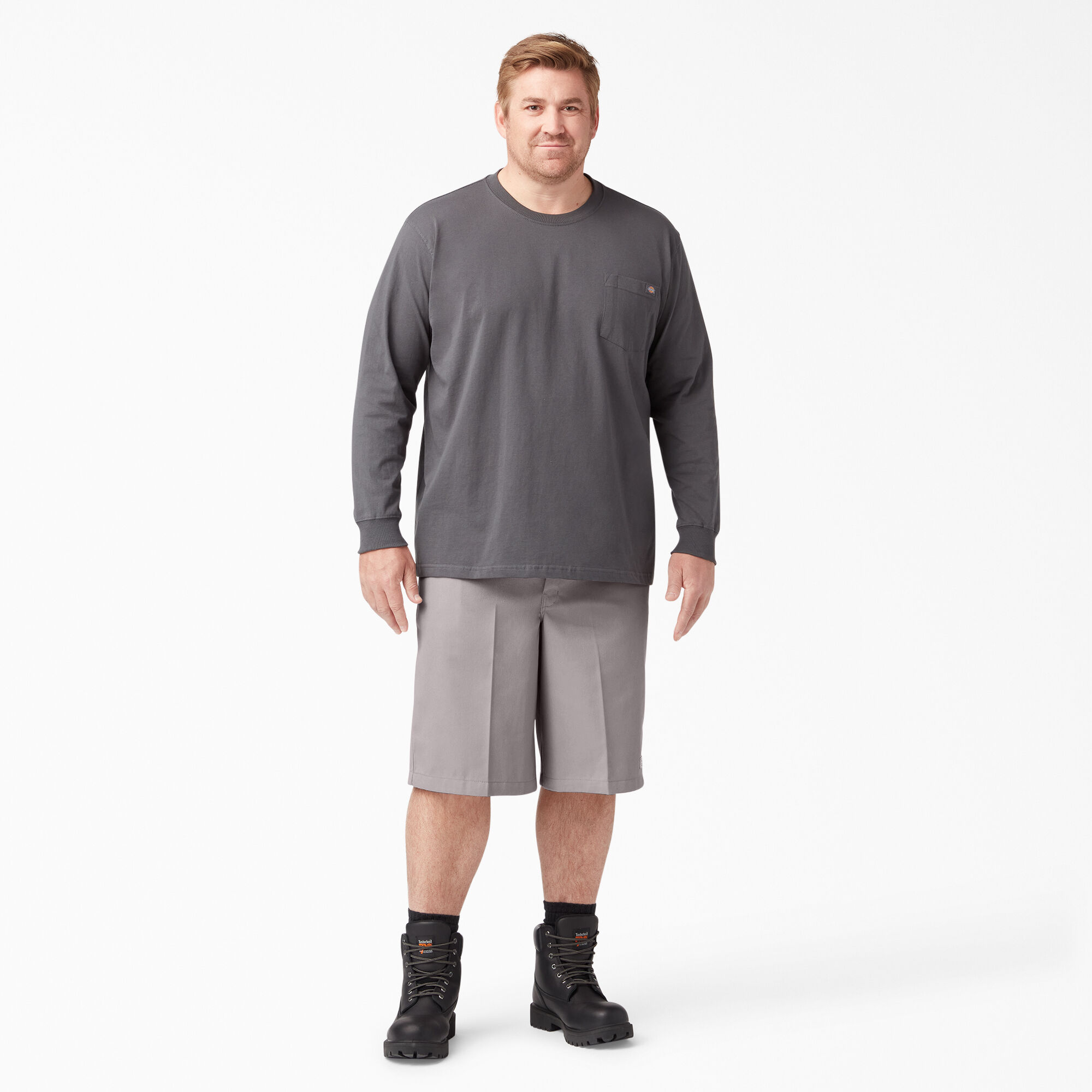 Loose Fit Flat Front Work Shorts, 13