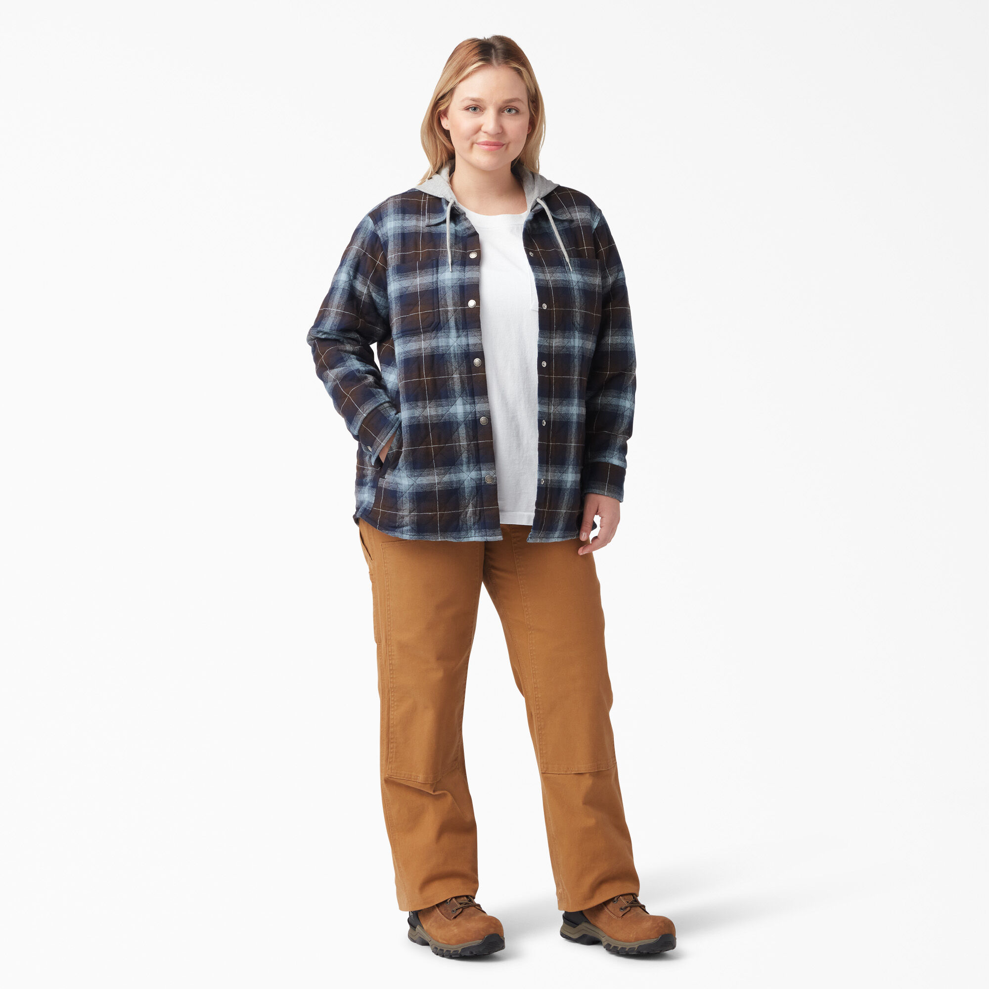 Women’s Plus Flannel Hooded Shirt Jacket