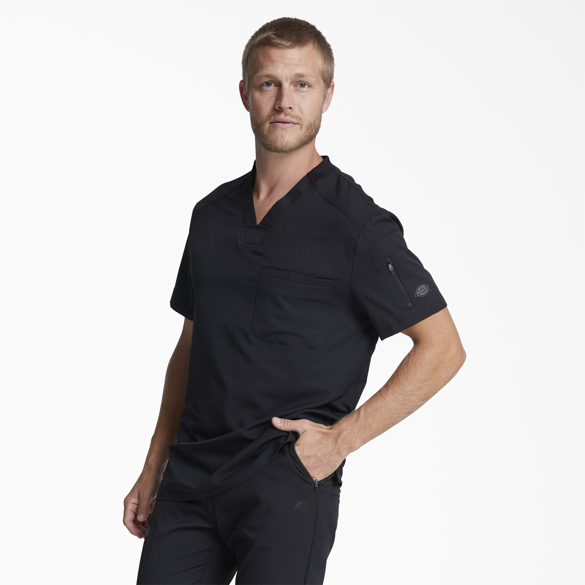 Men's Dynamix V-Neck Scrub Top with Zip Pocket
