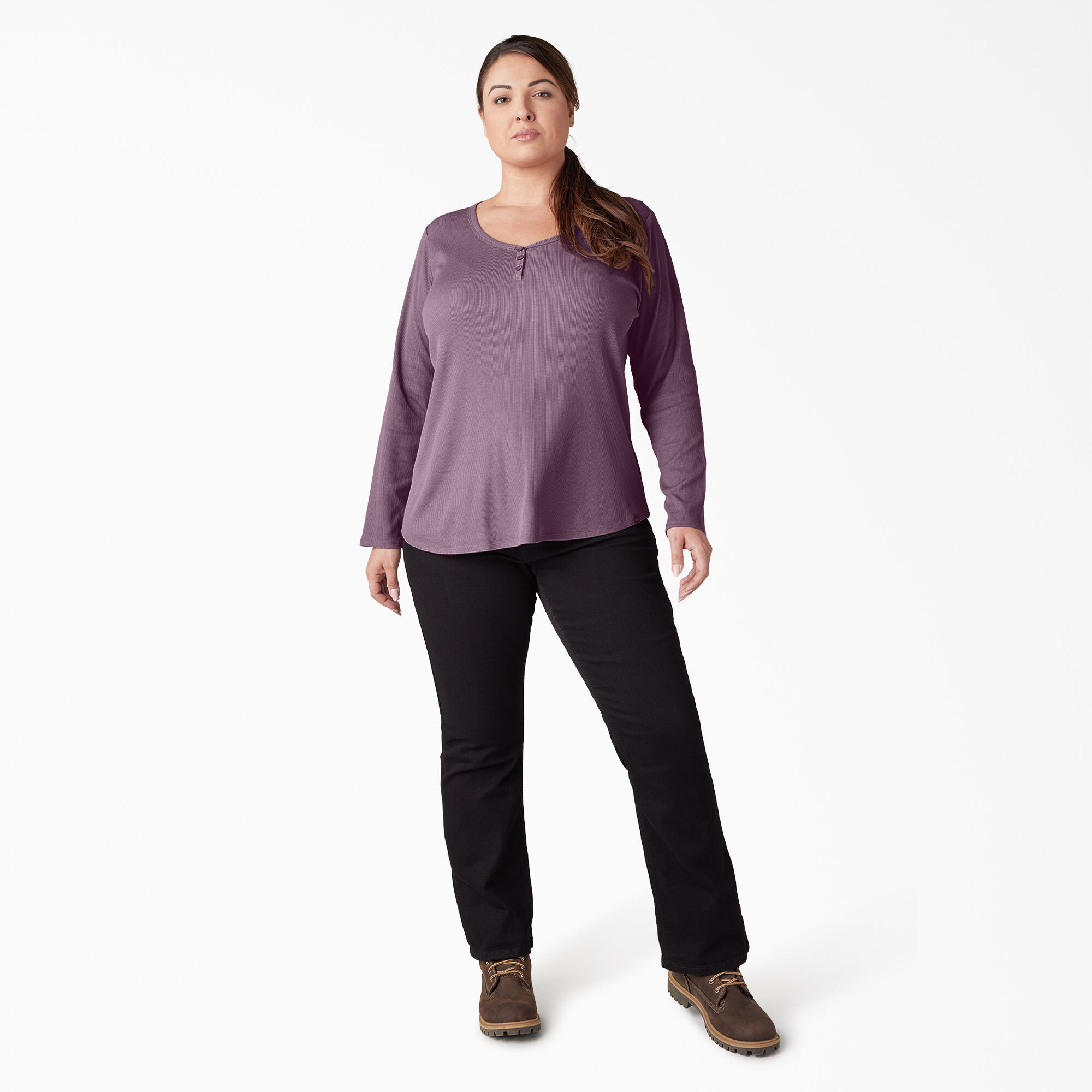 Women's Plus Henley Long Sleeve Shirt