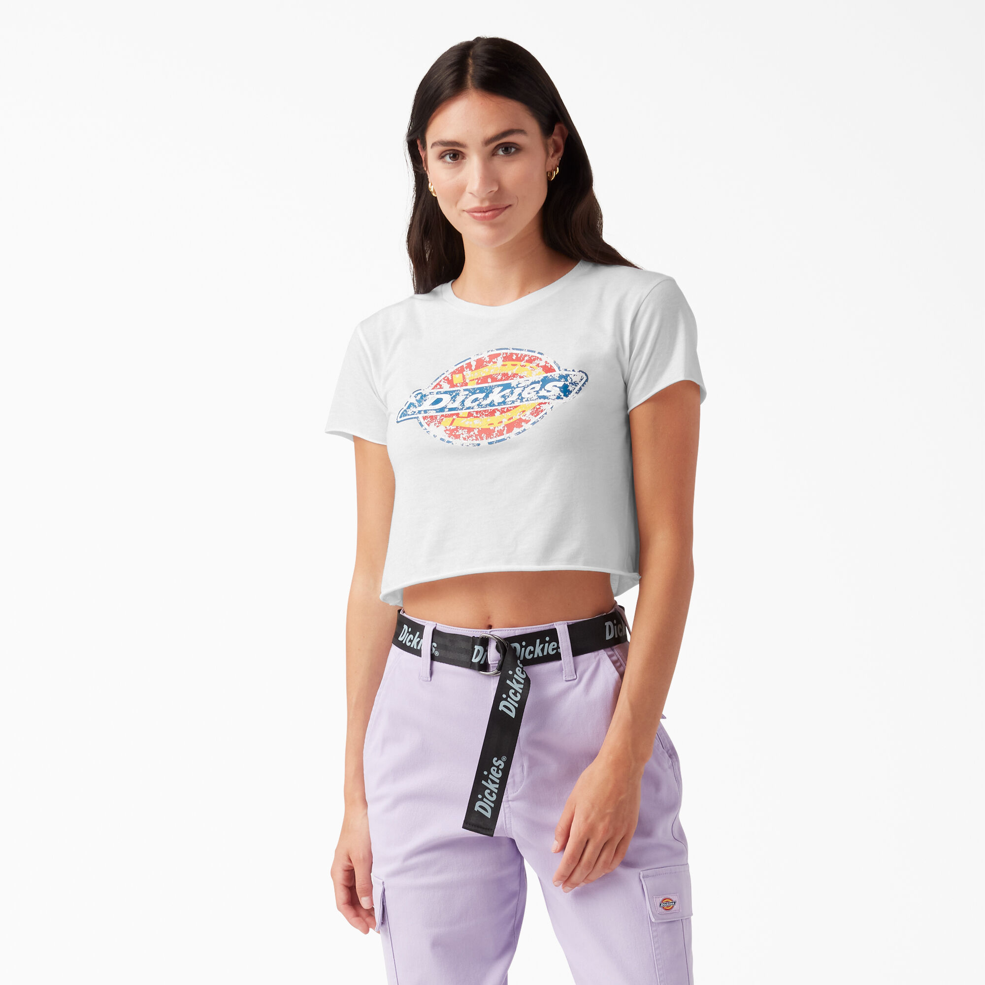 Women's Distressed Logo Cropped T-Shirt