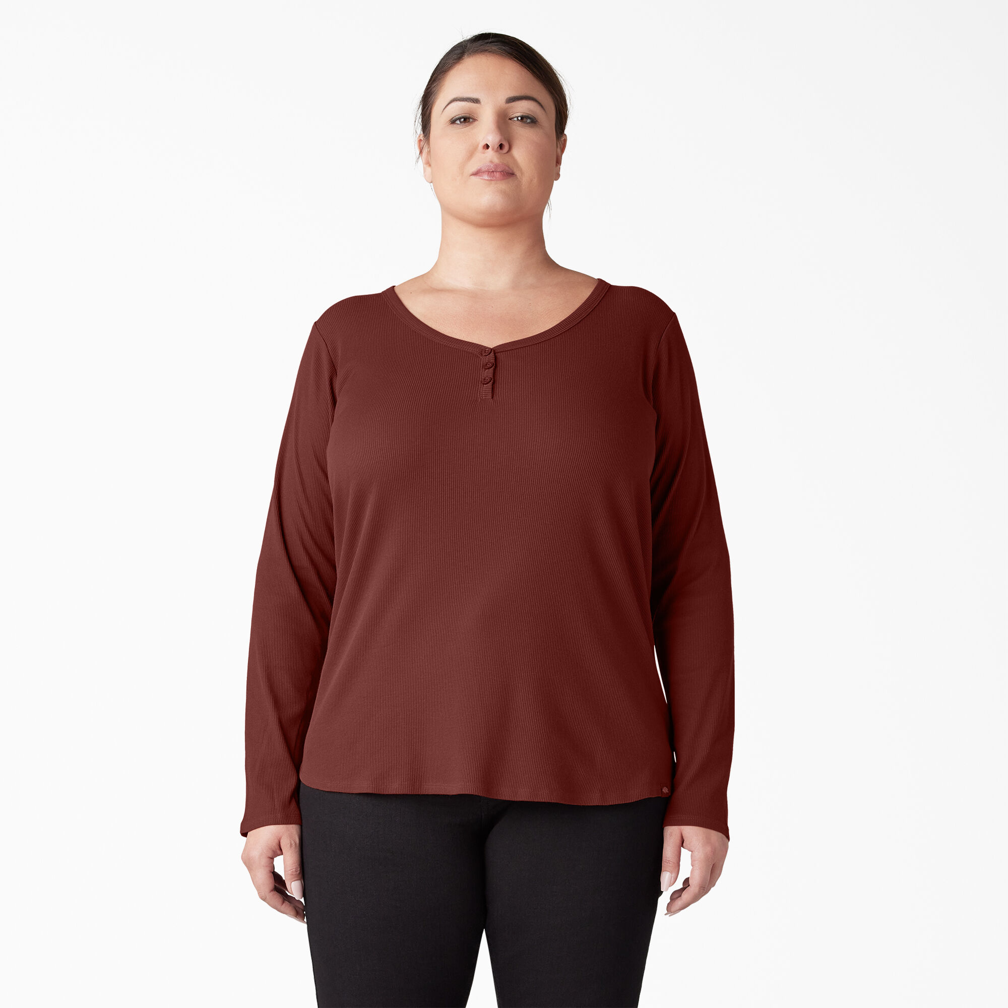 Women's Plus Henley Long Sleeve Shirt