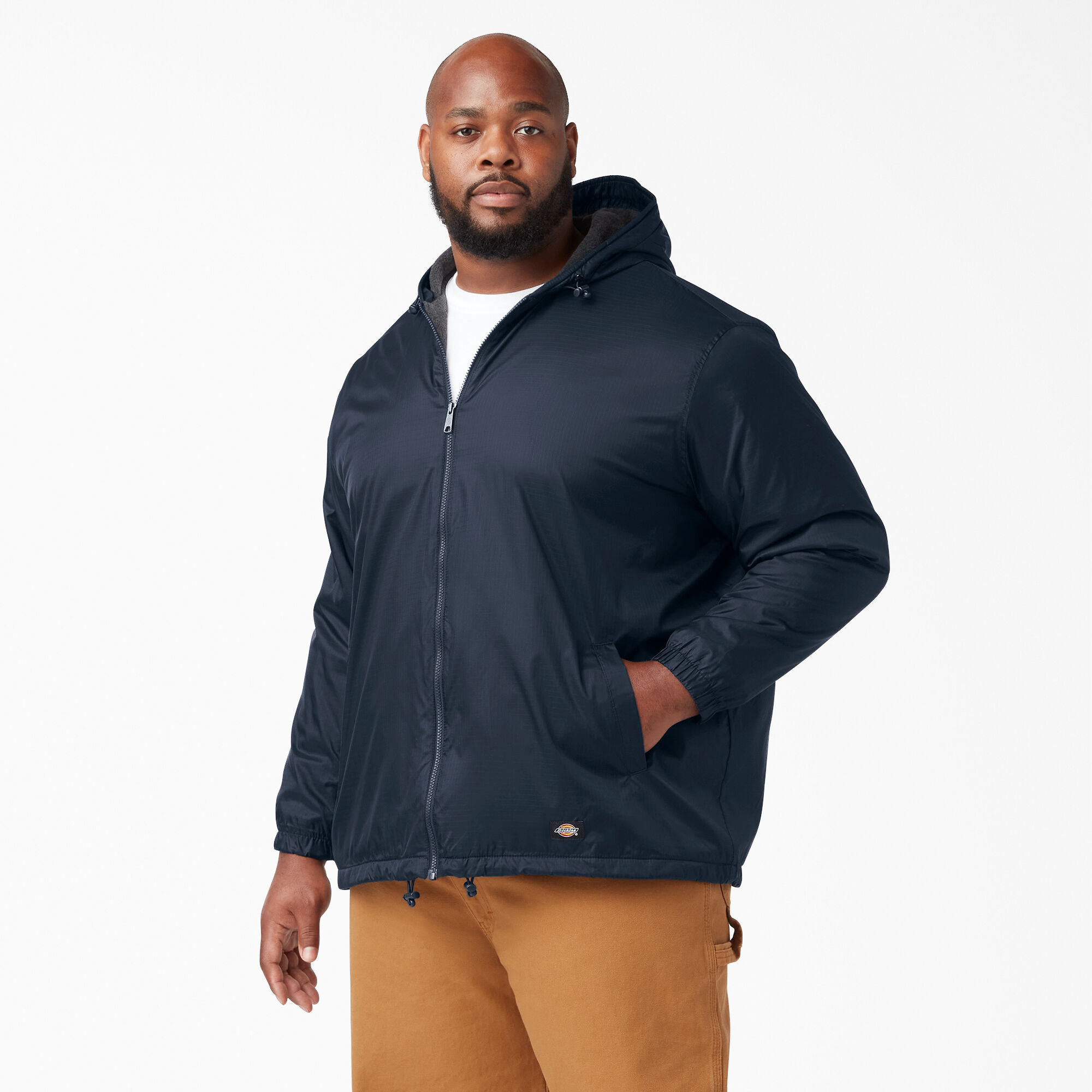 Fleece Lined Nylon Hooded Jacket