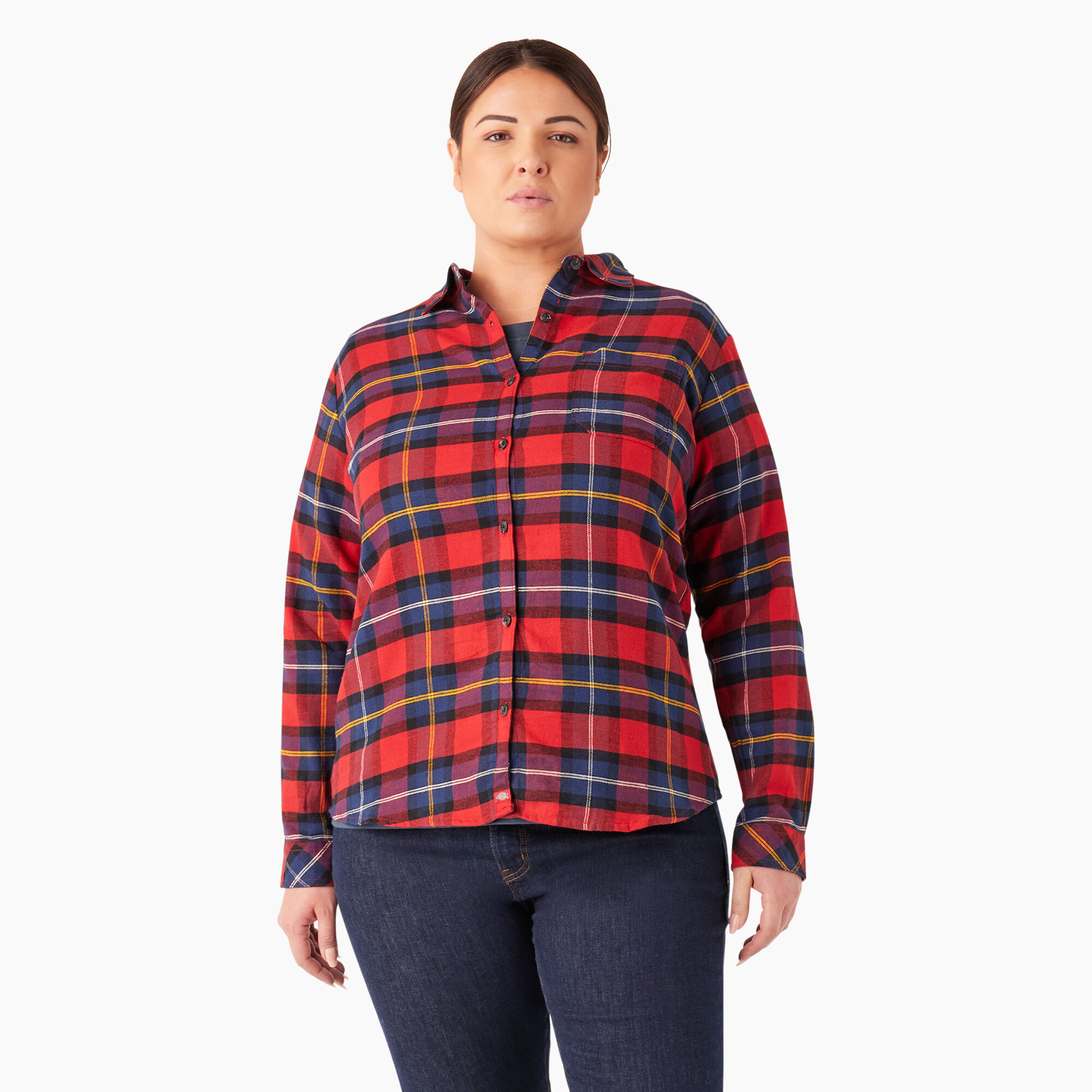 Women's Plus Long Sleeve Plaid Flannel Shirt