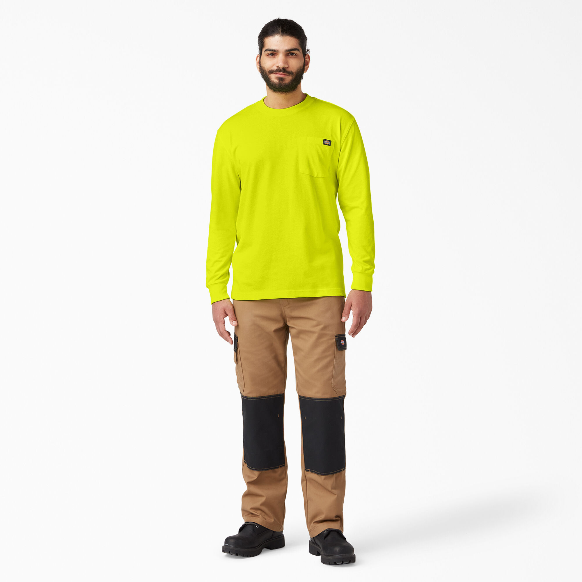 Heavyweight Neon Long Sleeve Pocket T-Shirt