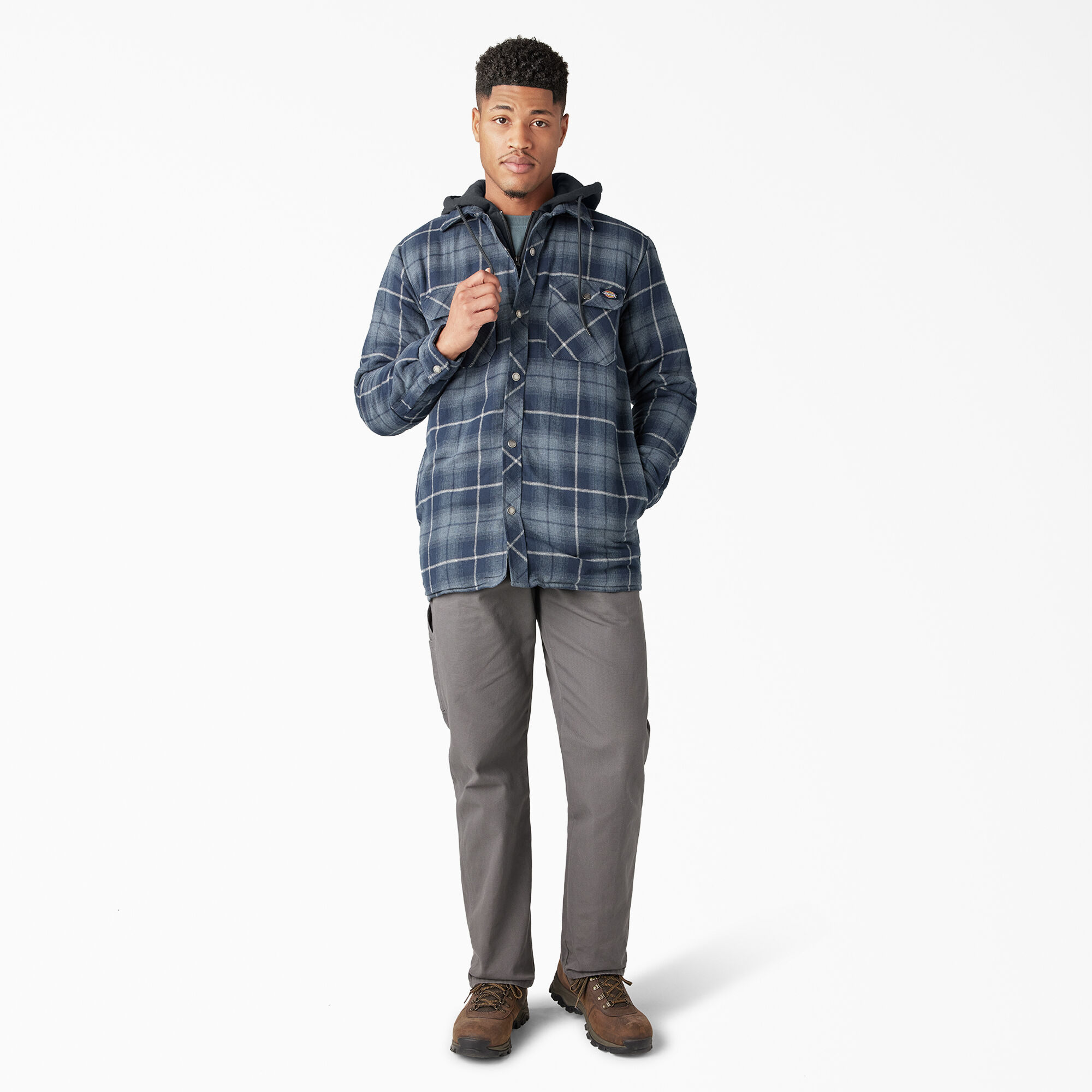 Water Repellent Flannel Hooded Shirt Jacket