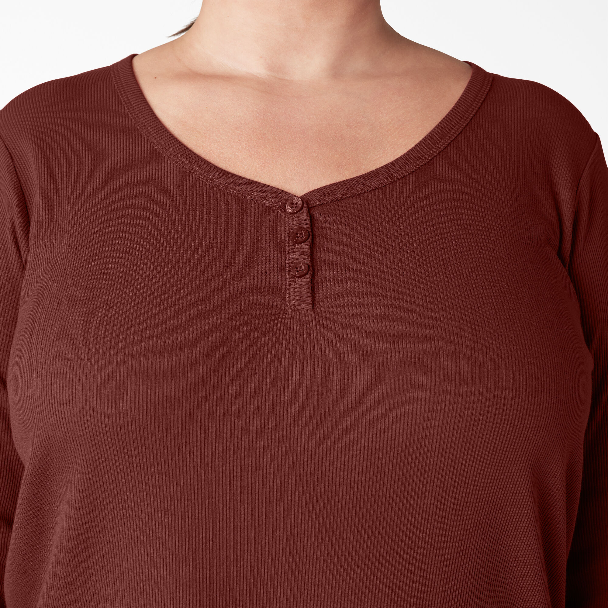 Women's Plus Henley Long Sleeve Shirt