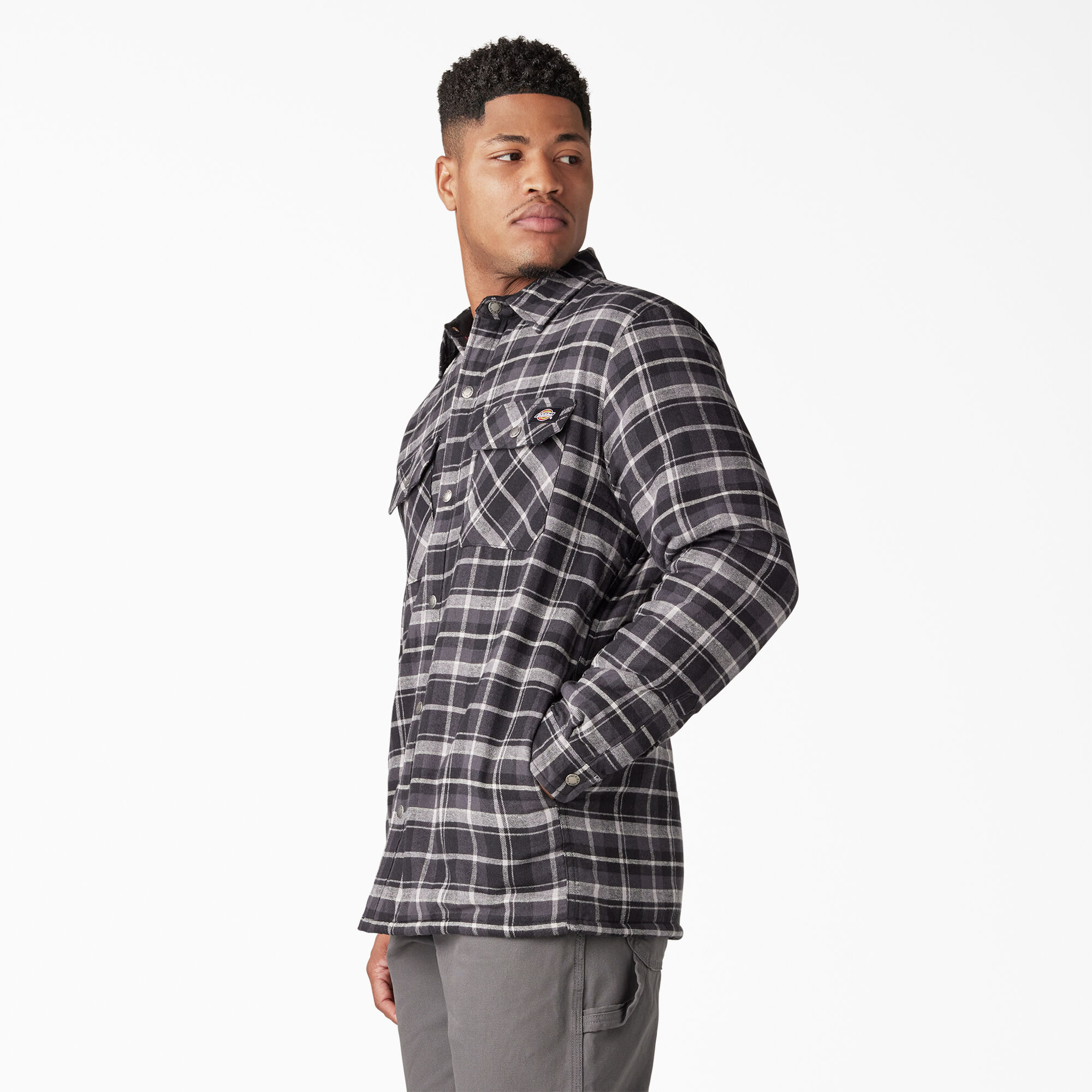Water Repellent Fleece-Lined Flannel Shirt Jacket