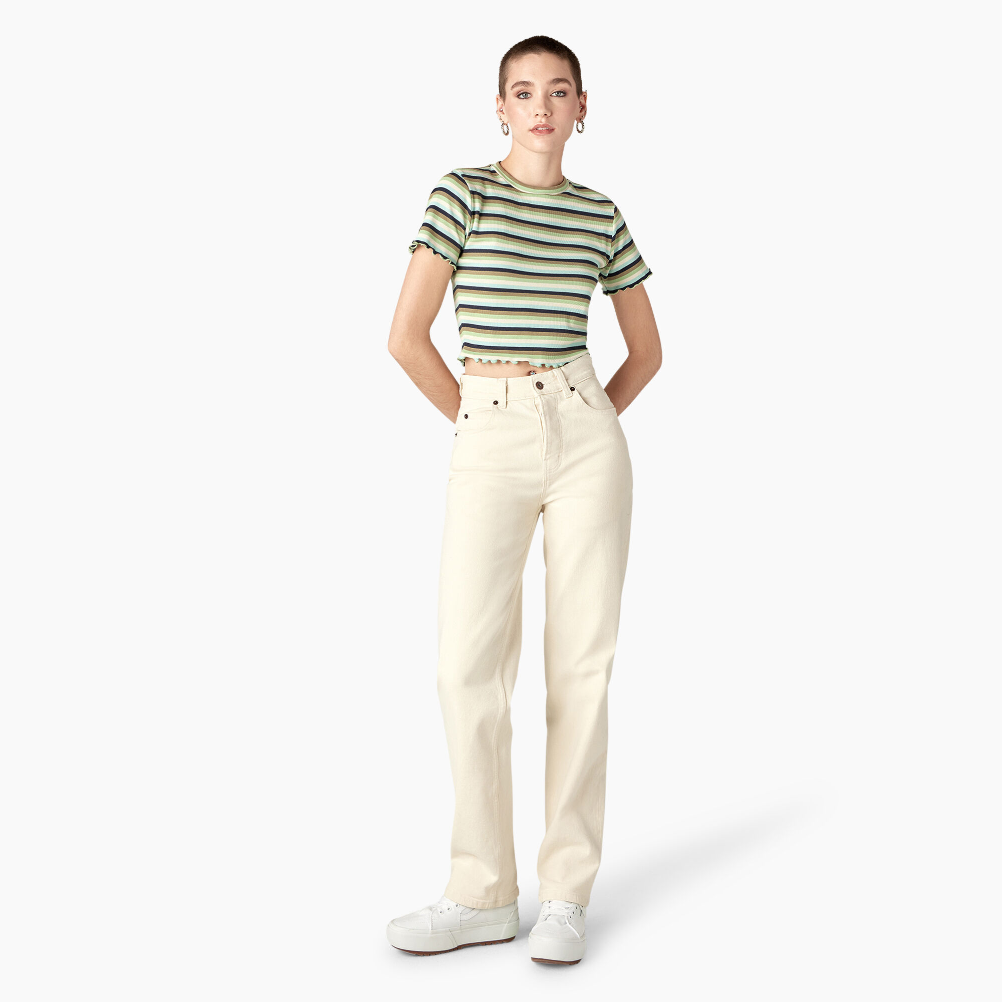 Women's Striped Cropped Baby T-Shirt