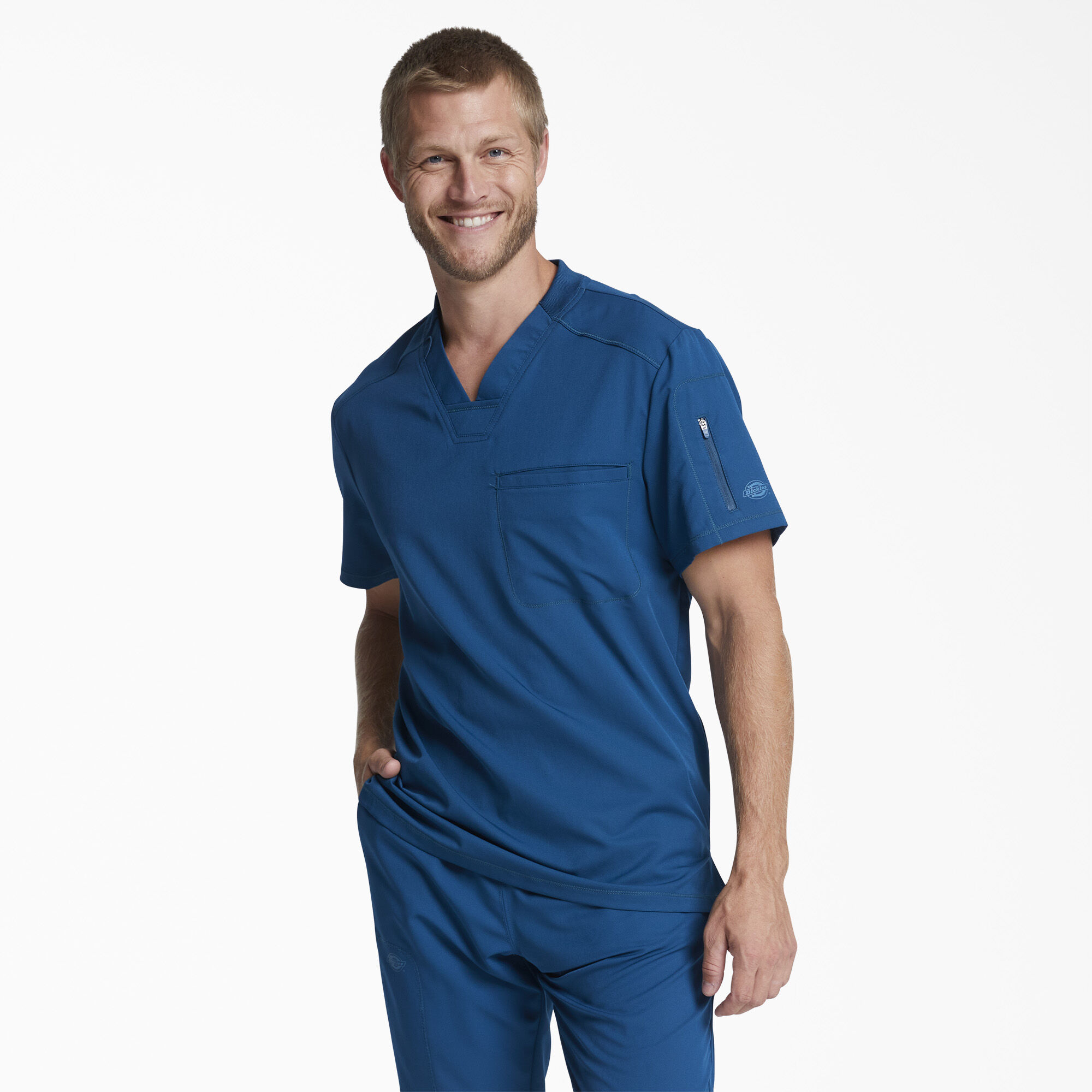 Men's Dynamix V-Neck Scrub Top with Zip Pocket