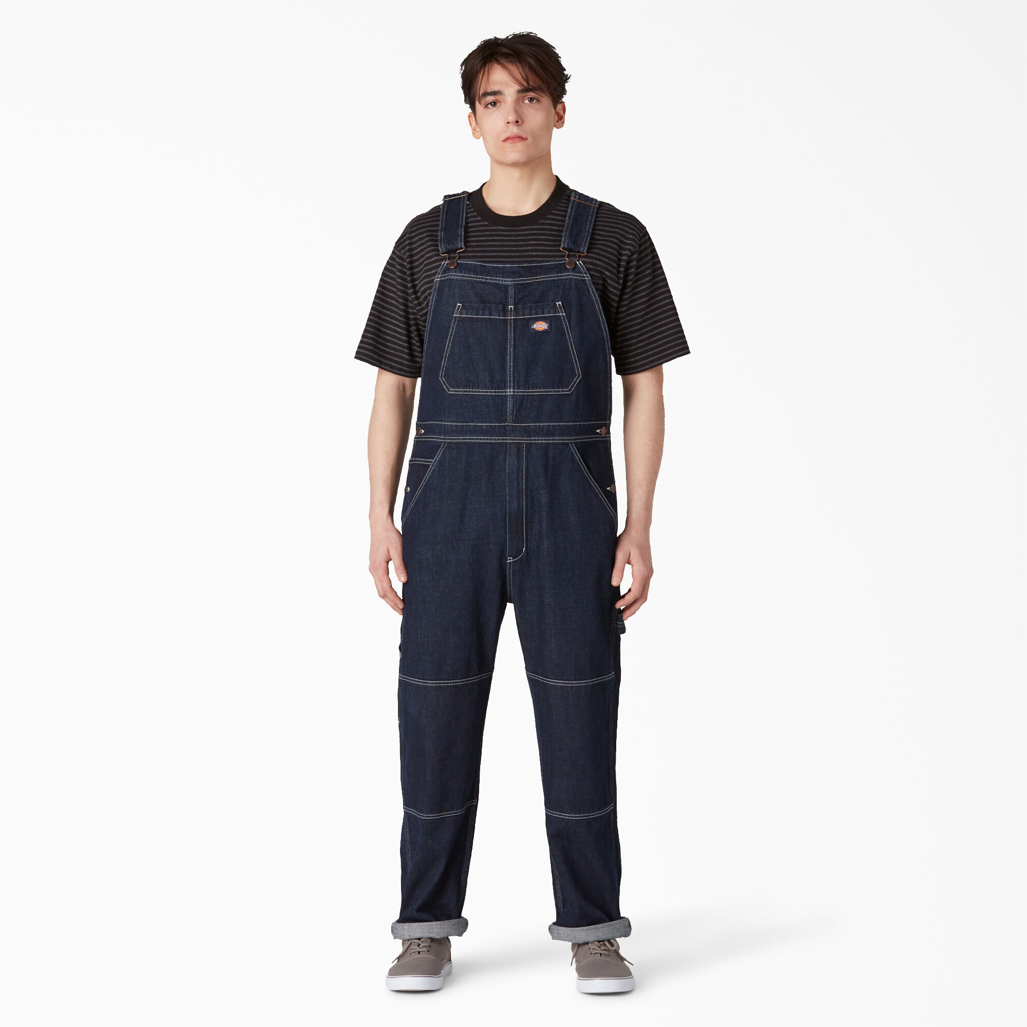 Rinsed Denim Double Knee Bib Overalls
