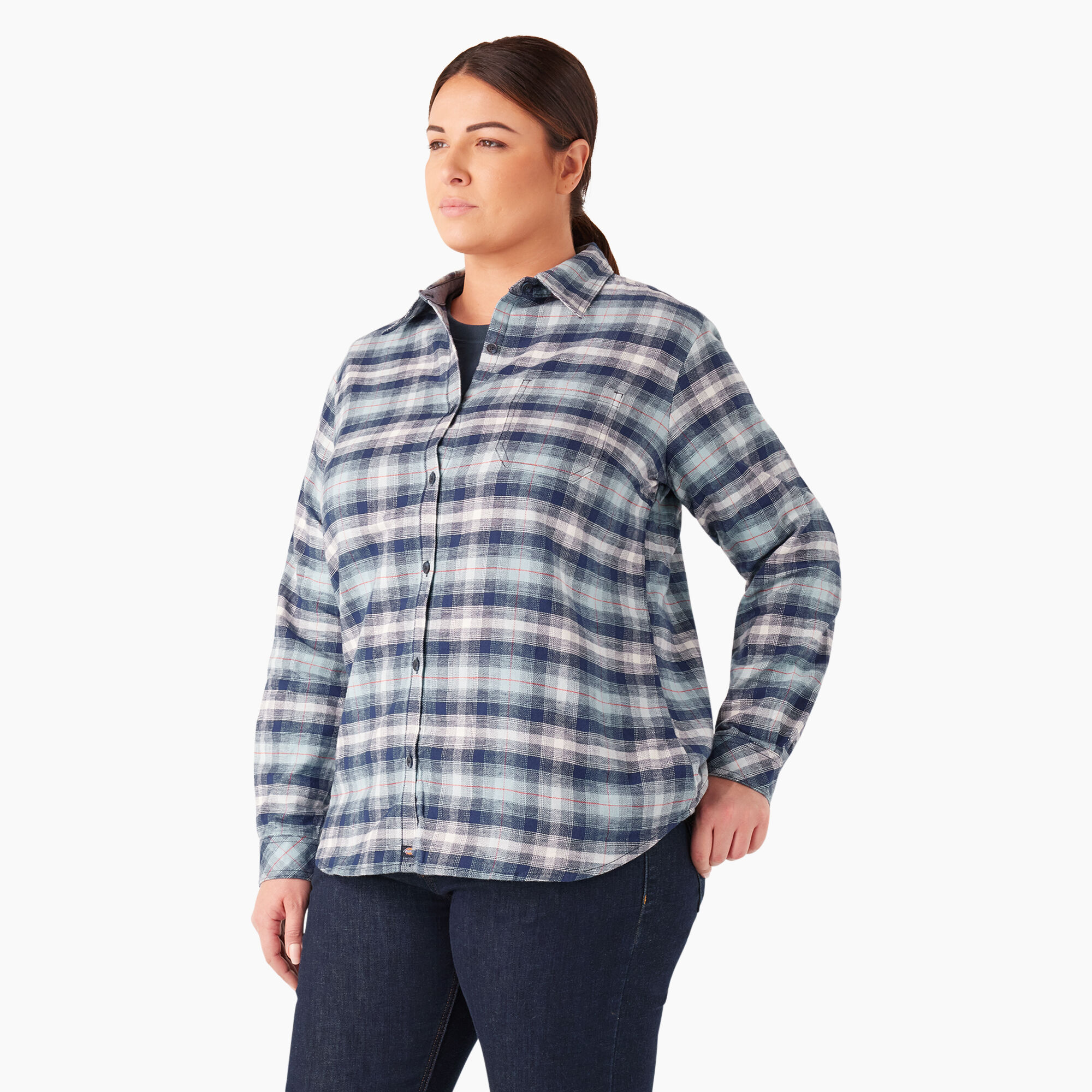 Women's Plus Long Sleeve Plaid Flannel Shirt