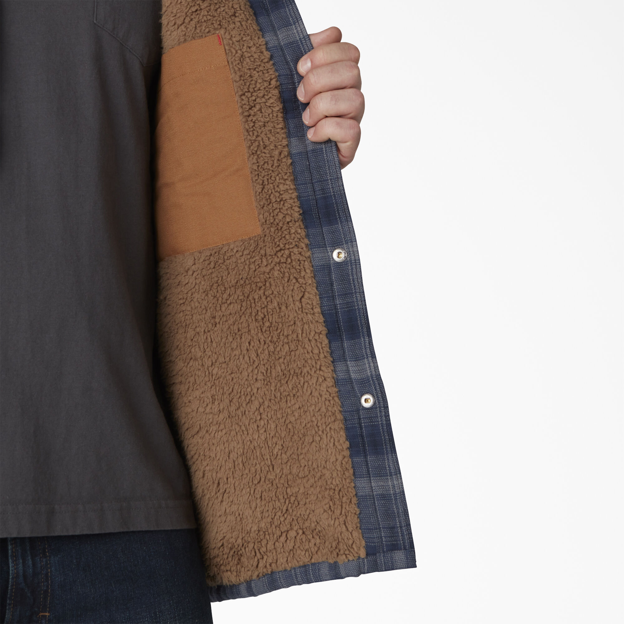 Water Repellent Fleece-Lined Flannel Shirt Jacket