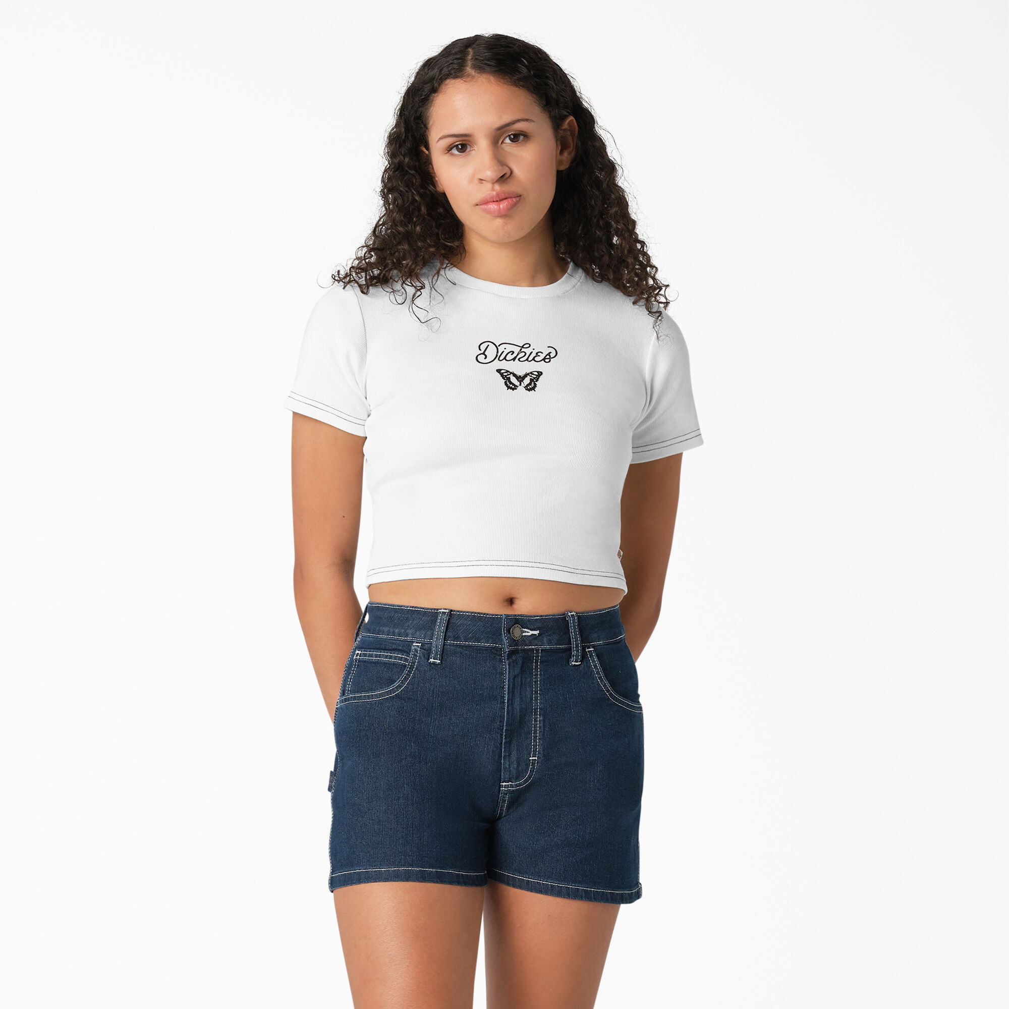 Women's Butterfly Graphic Cropped Baby T-Shirt
