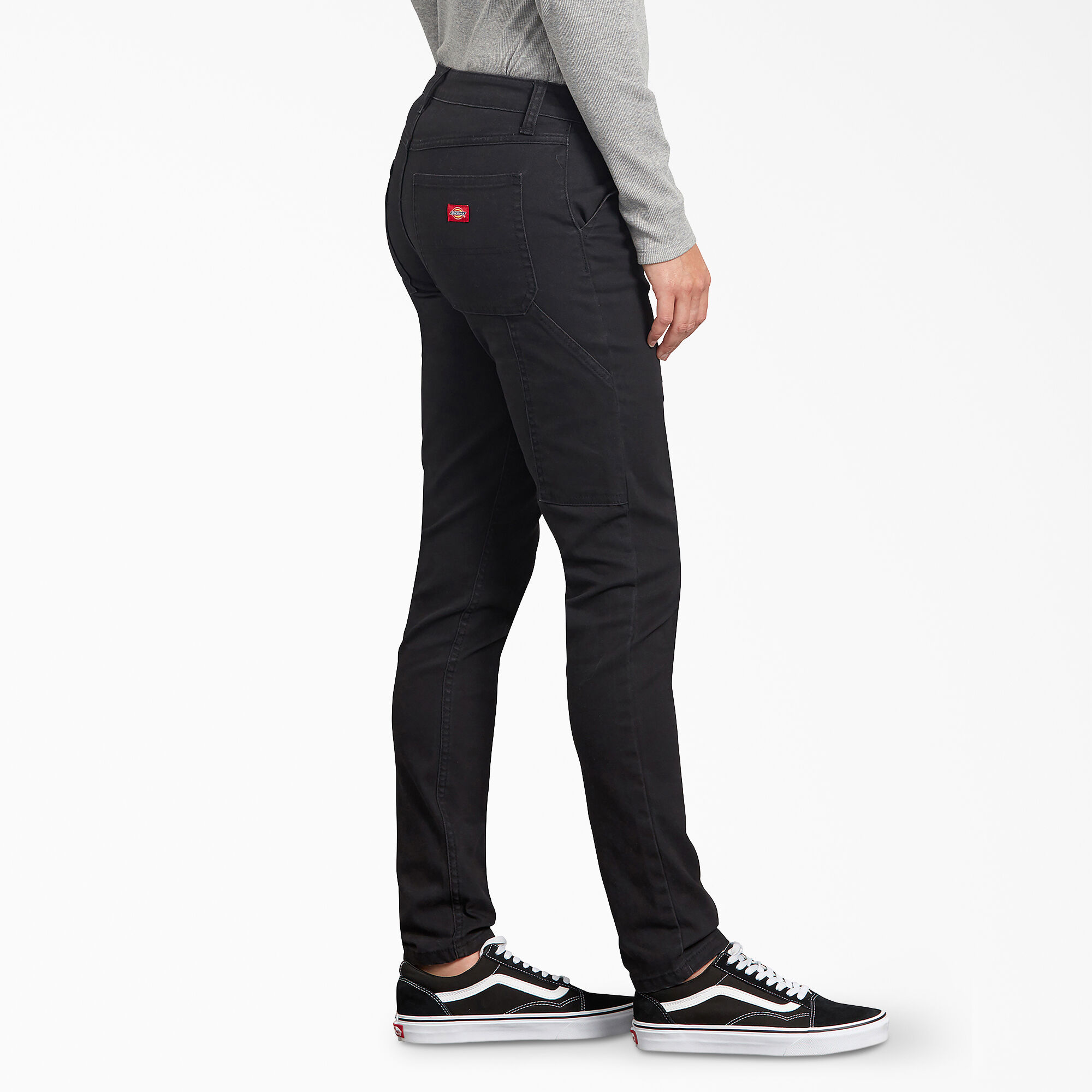 Women's FLEX Slim Fit Duck Carpenter Pants, Rinsed Black