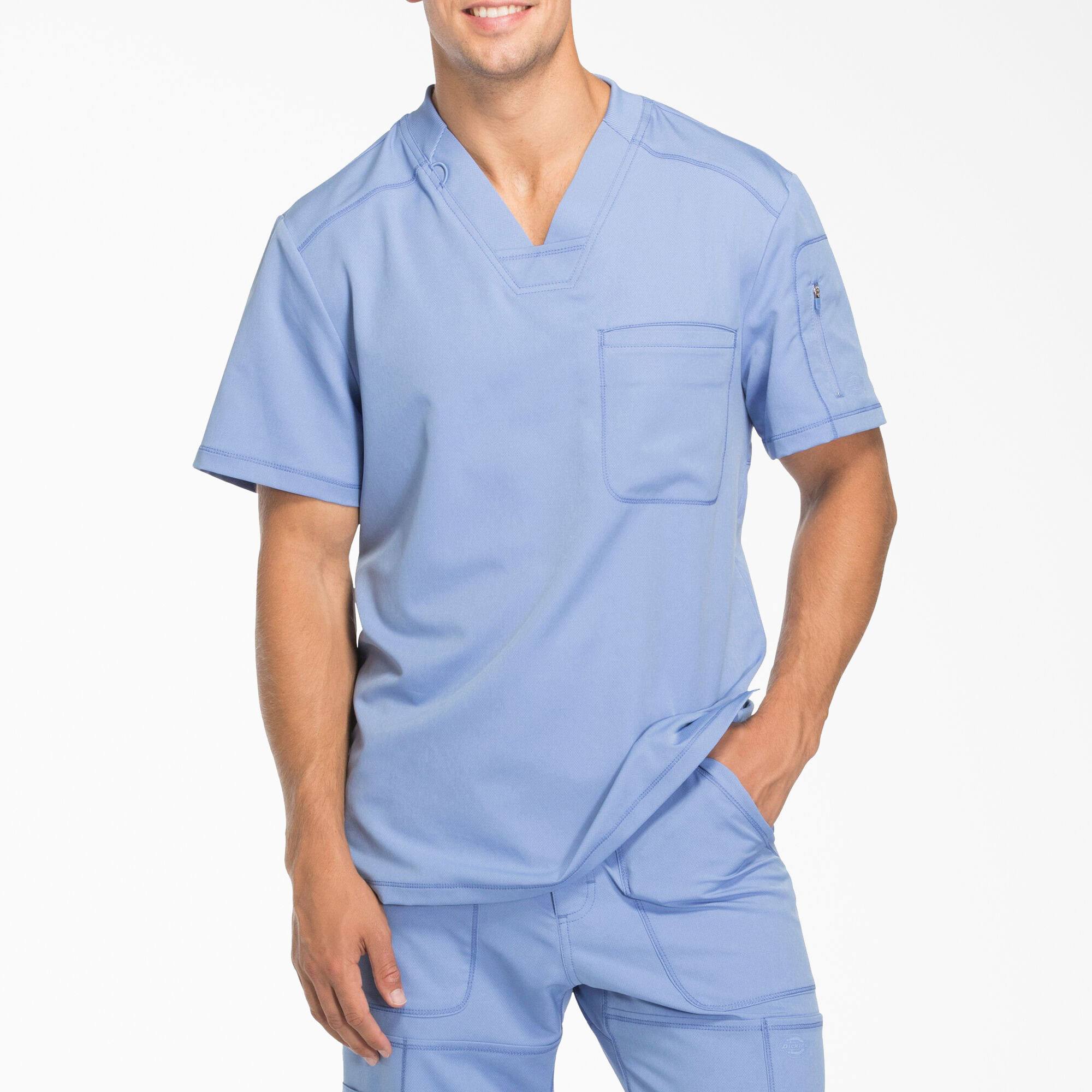 Men's Dynamix V-Neck Scrub Top with Zip Pocket