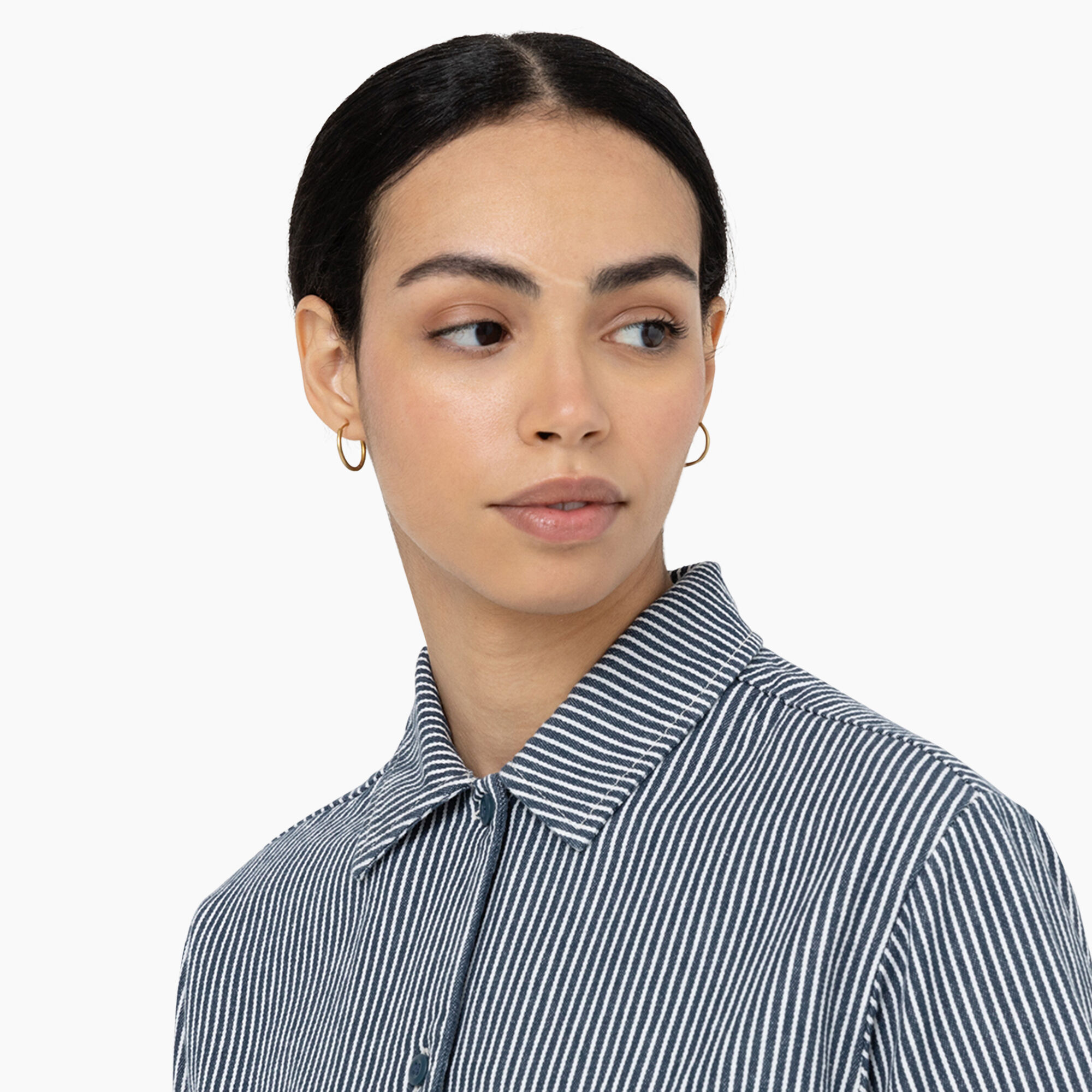 Women's Hickory Stripe Cropped Work Shirt