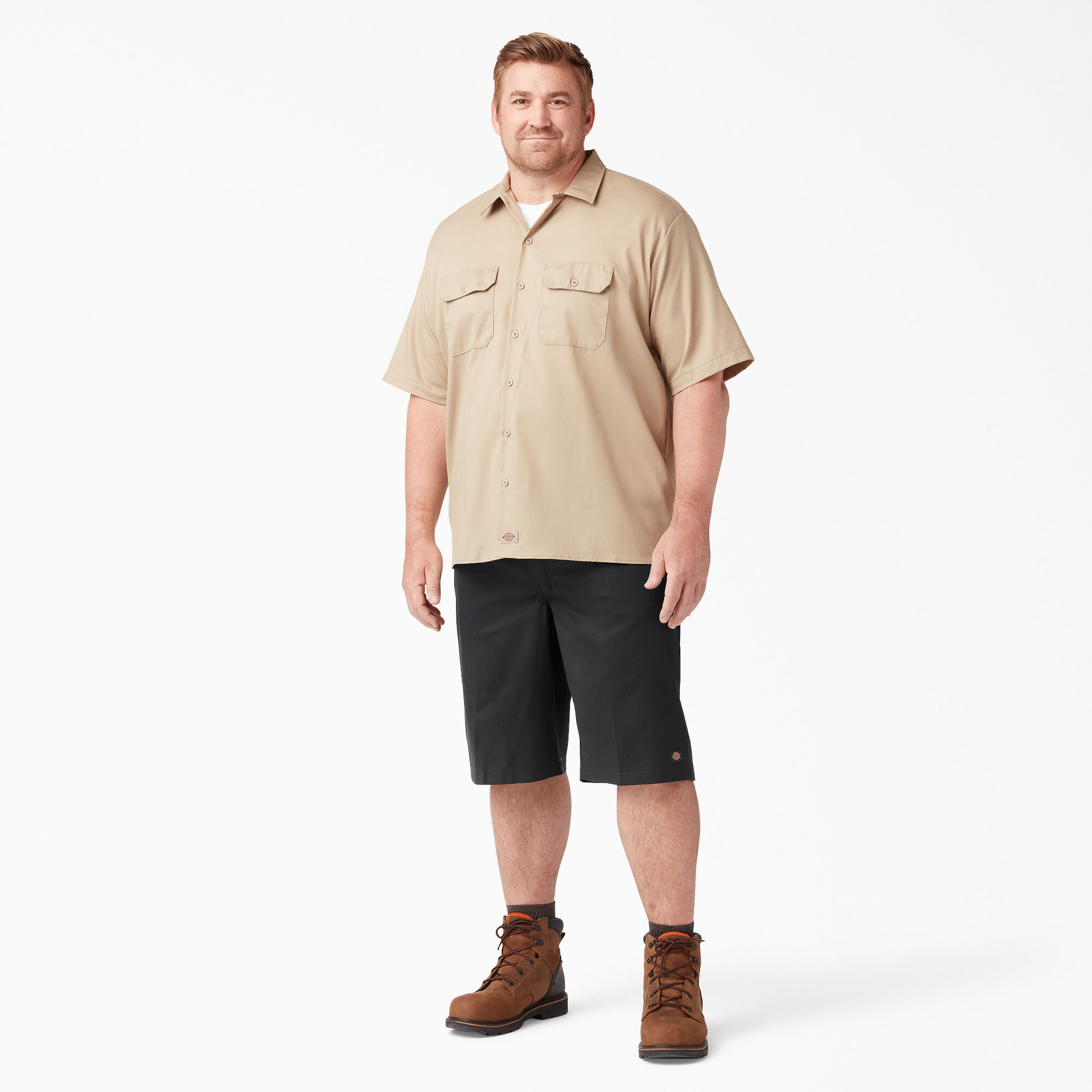 Loose Fit Flat Front Work Shorts, 13