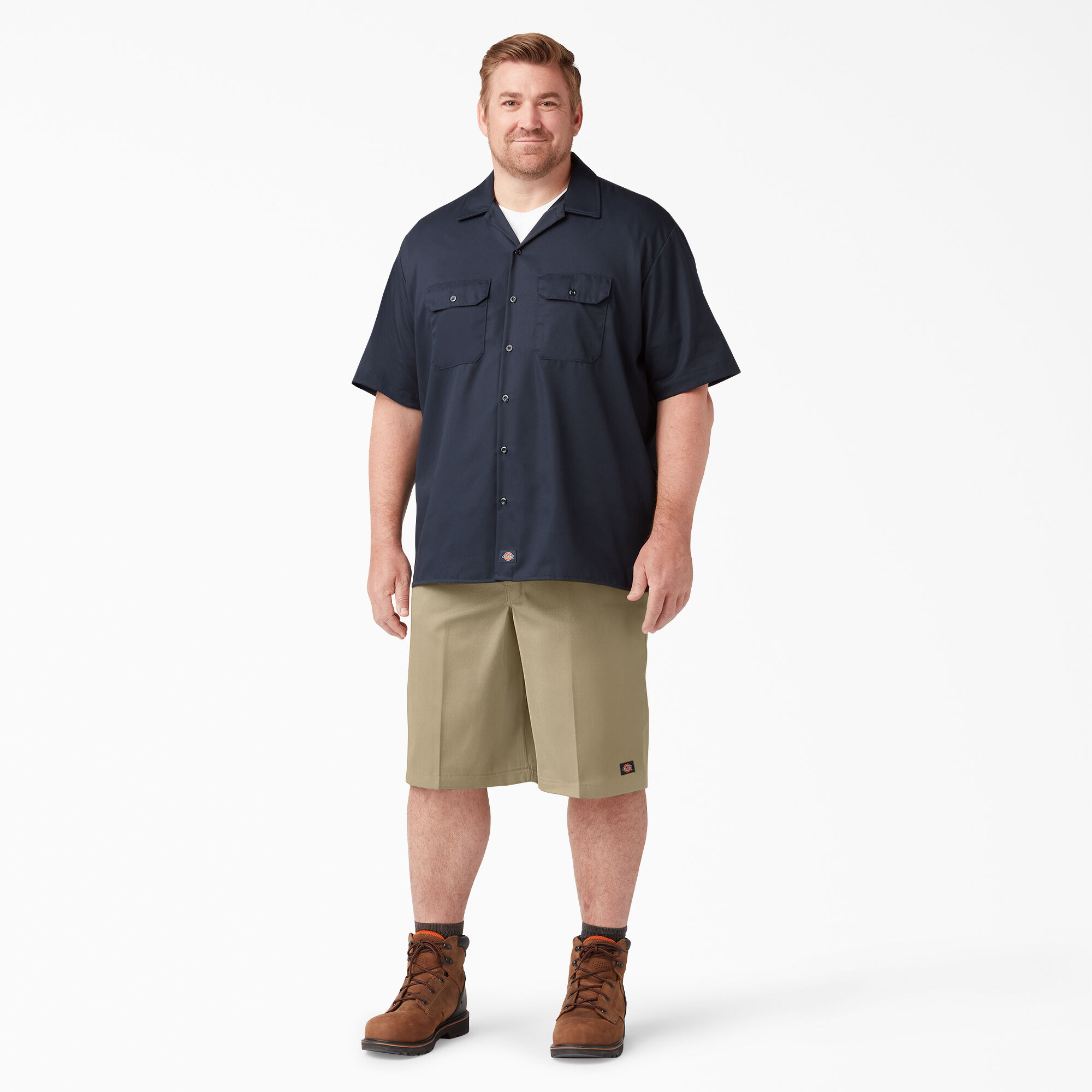 Loose Fit Flat Front Work Shorts, 13