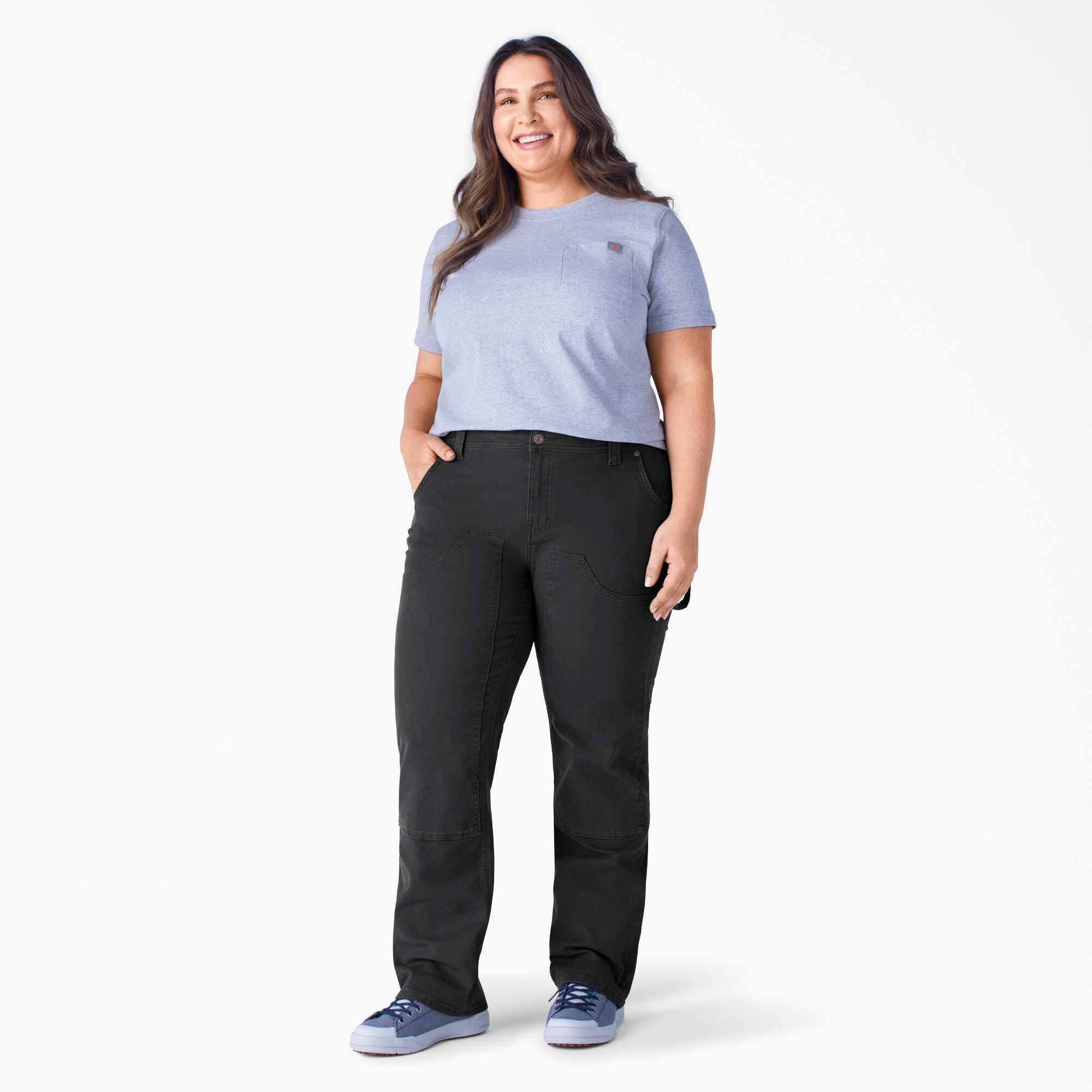 Women's Plus FLEX Relaxed Fit Duck Carpenter Pants, Rinsed Black