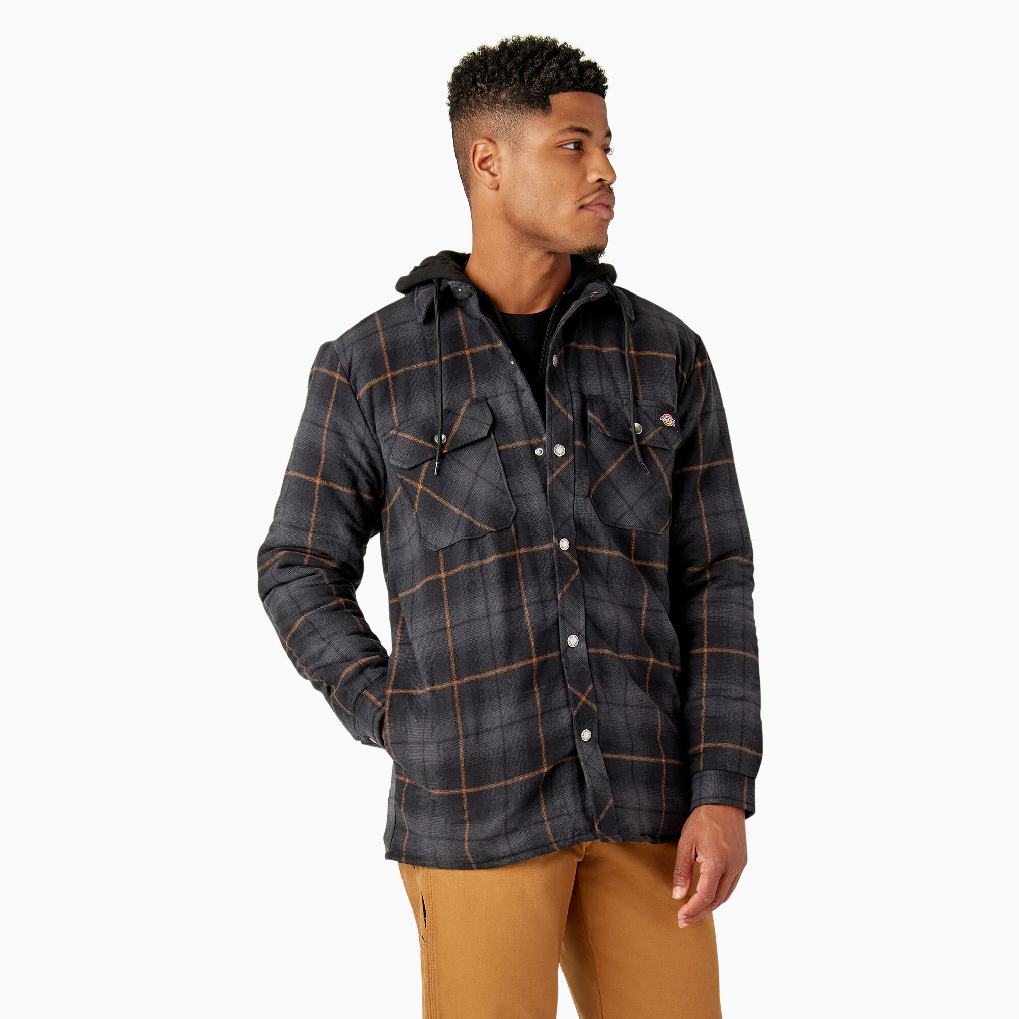 Water Repellent Flannel Hooded Shirt Jacket