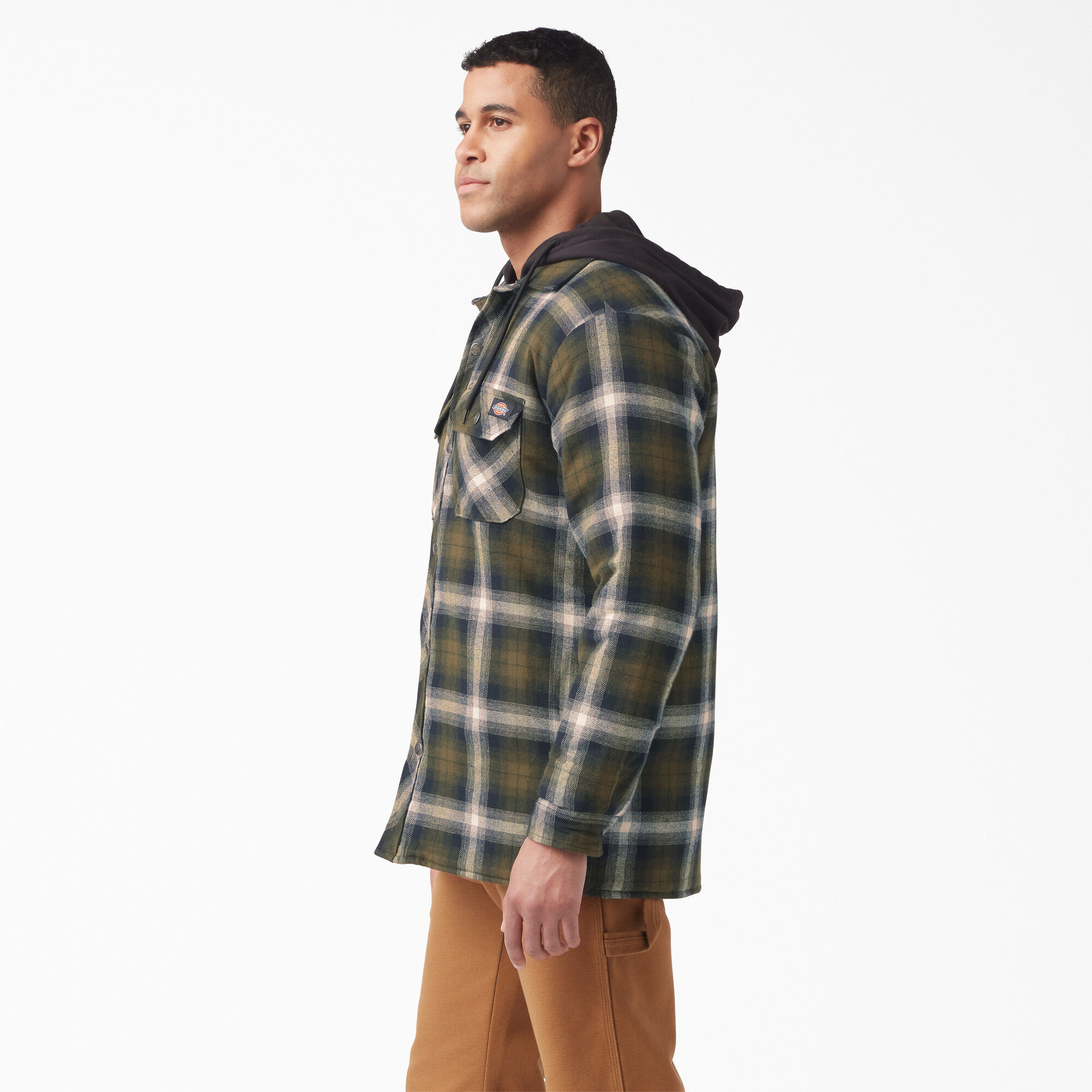 Water Repellent Flannel Hooded Shirt Jacket