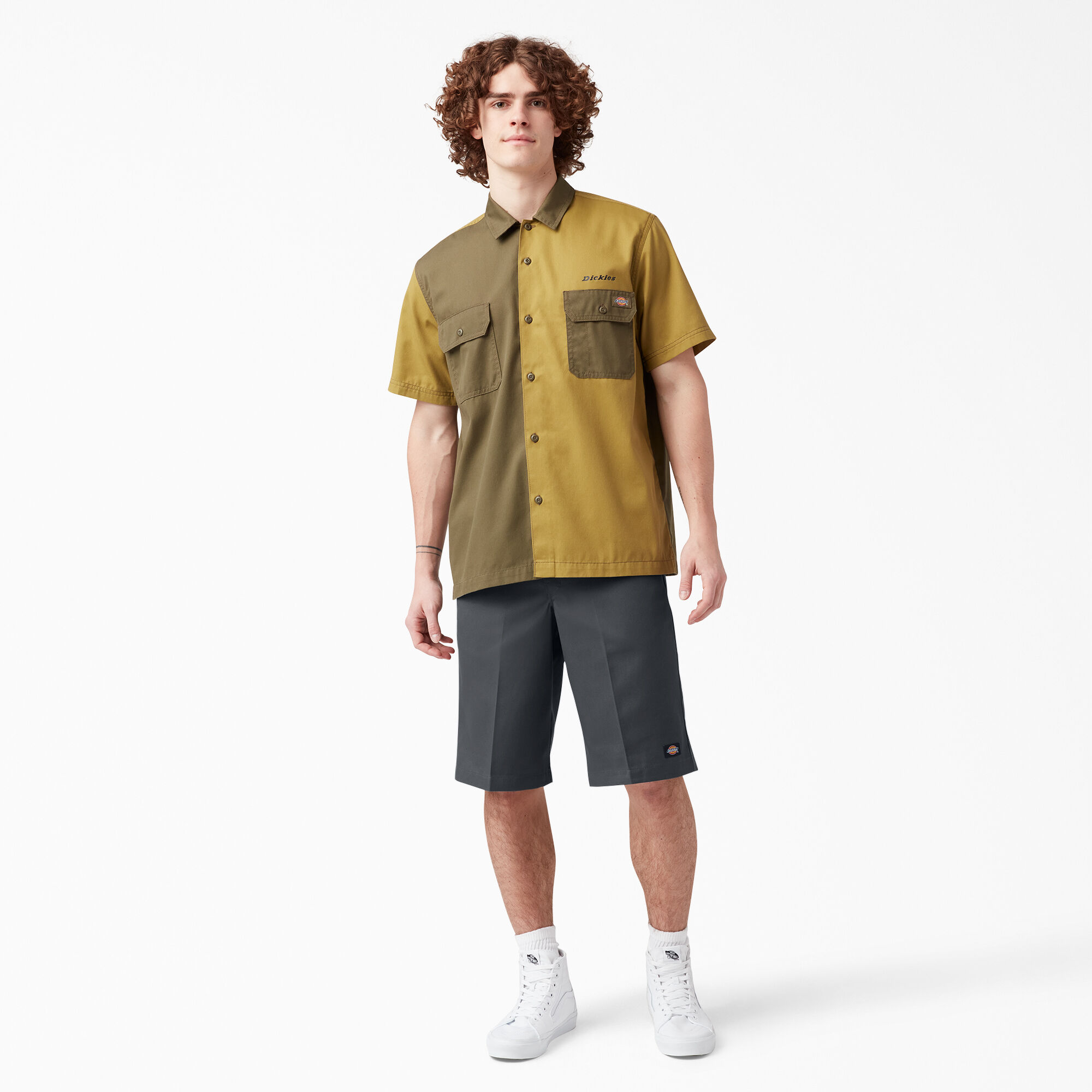 Loose Fit Flat Front Work Shorts, 13